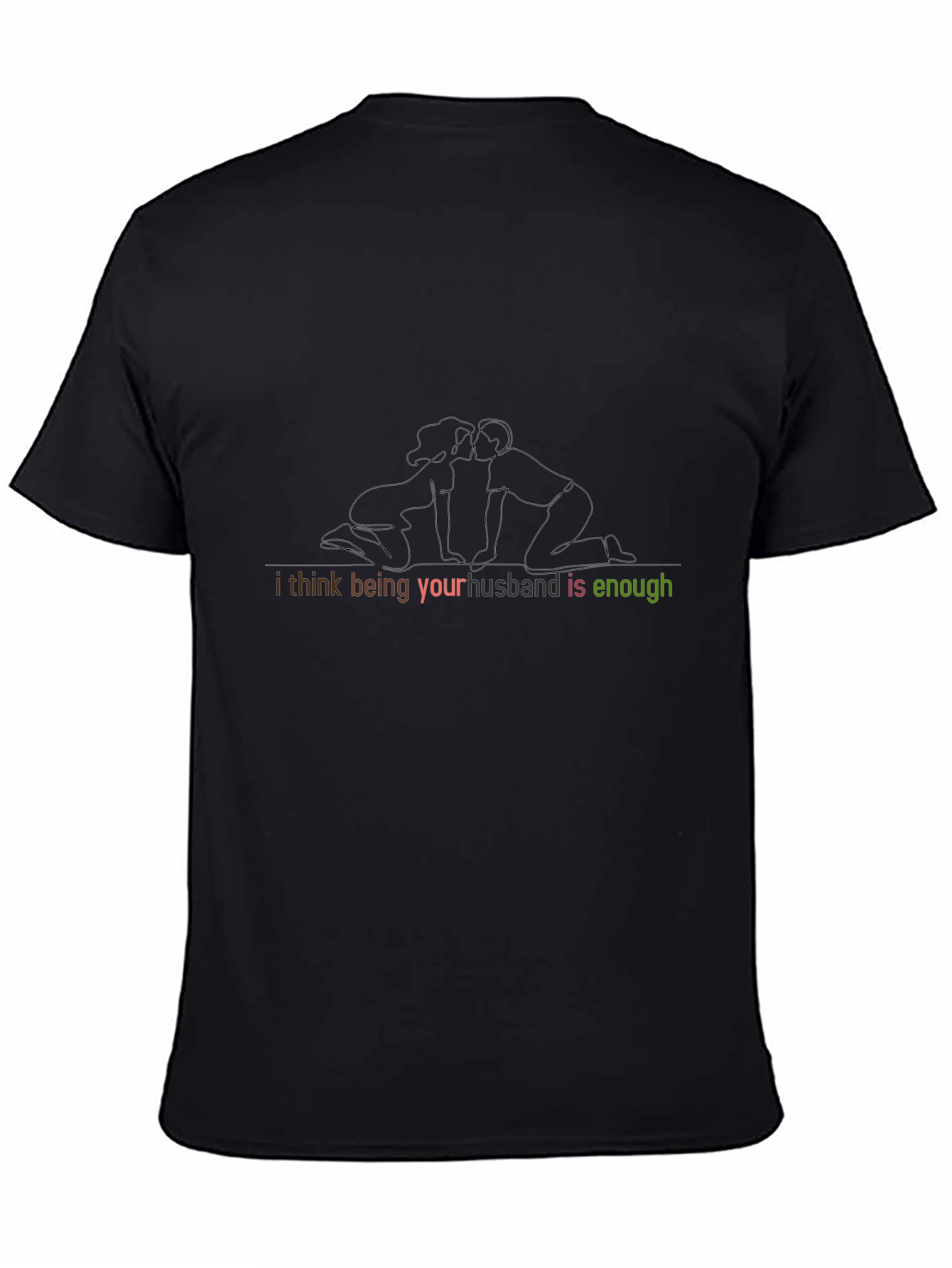 Husband Enough Line Art Black T-Shirt