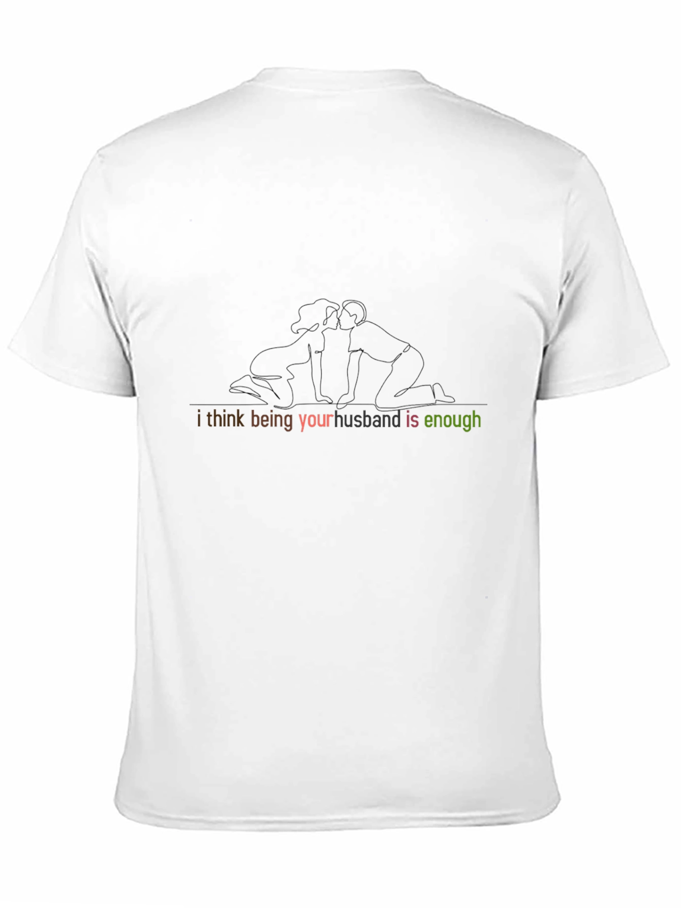 Husband Enough Line Art Black T-Shirt