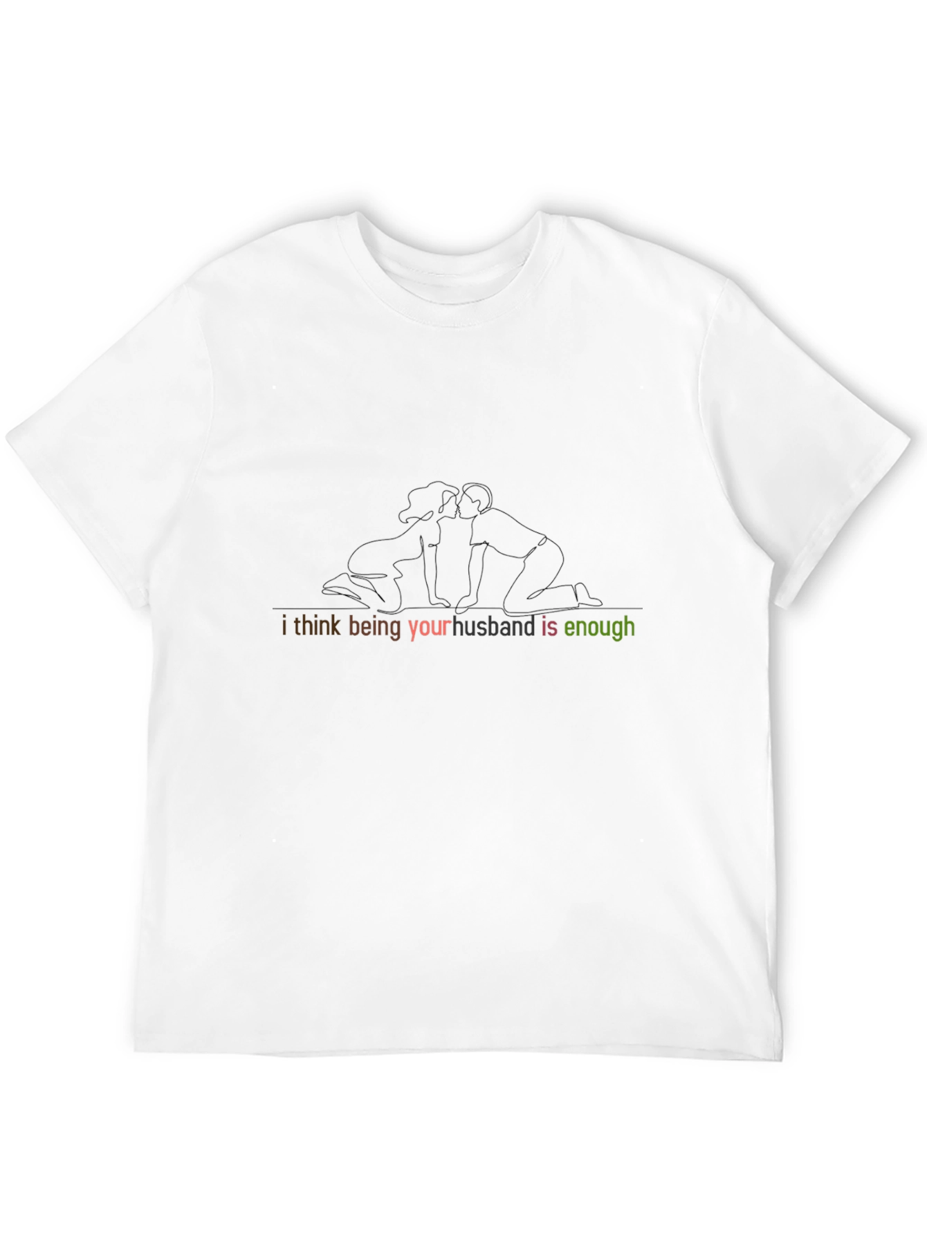 Husband Enough Line Art Black T-Shirt