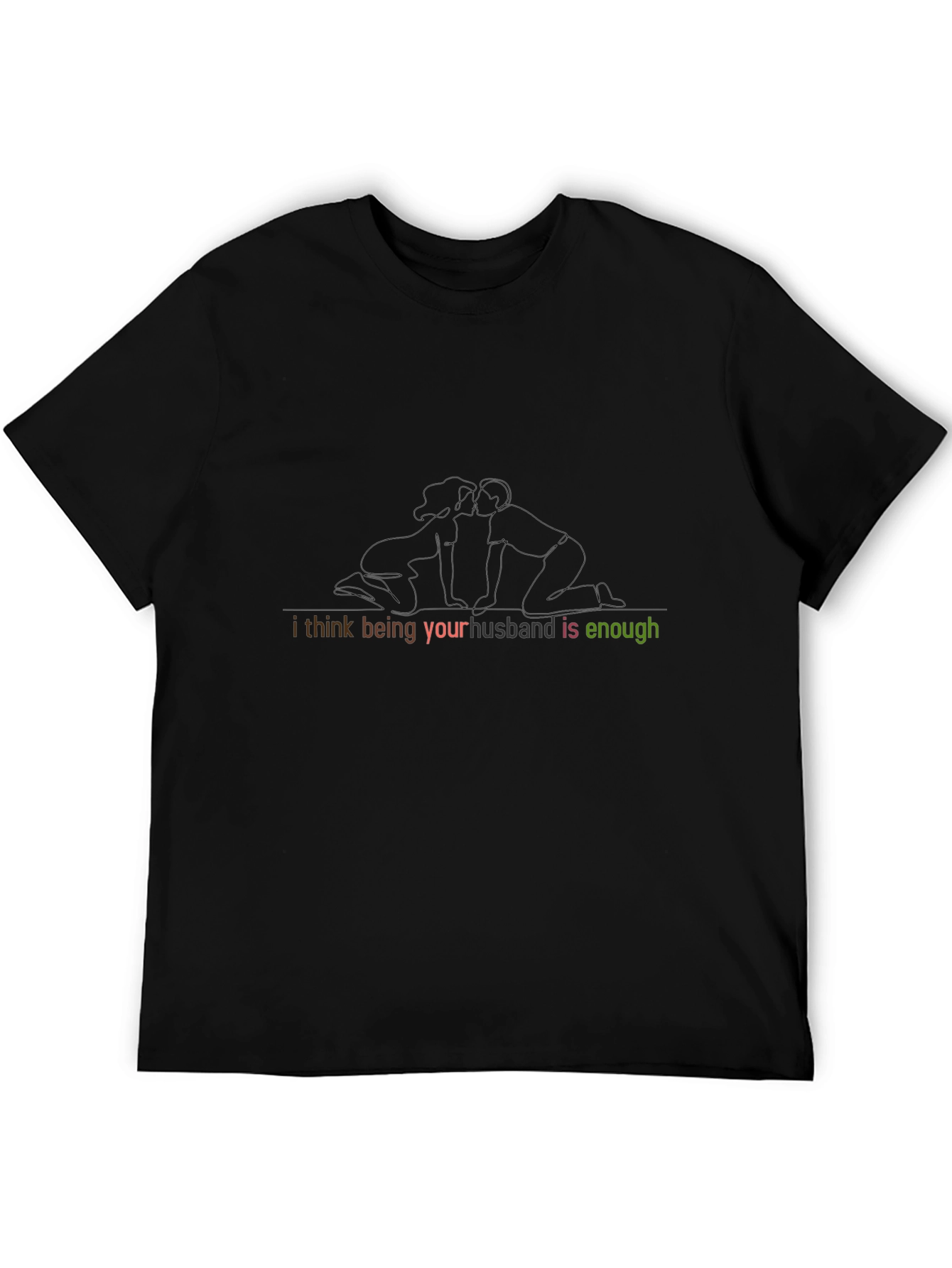 Husband Enough Line Art Black T-Shirt