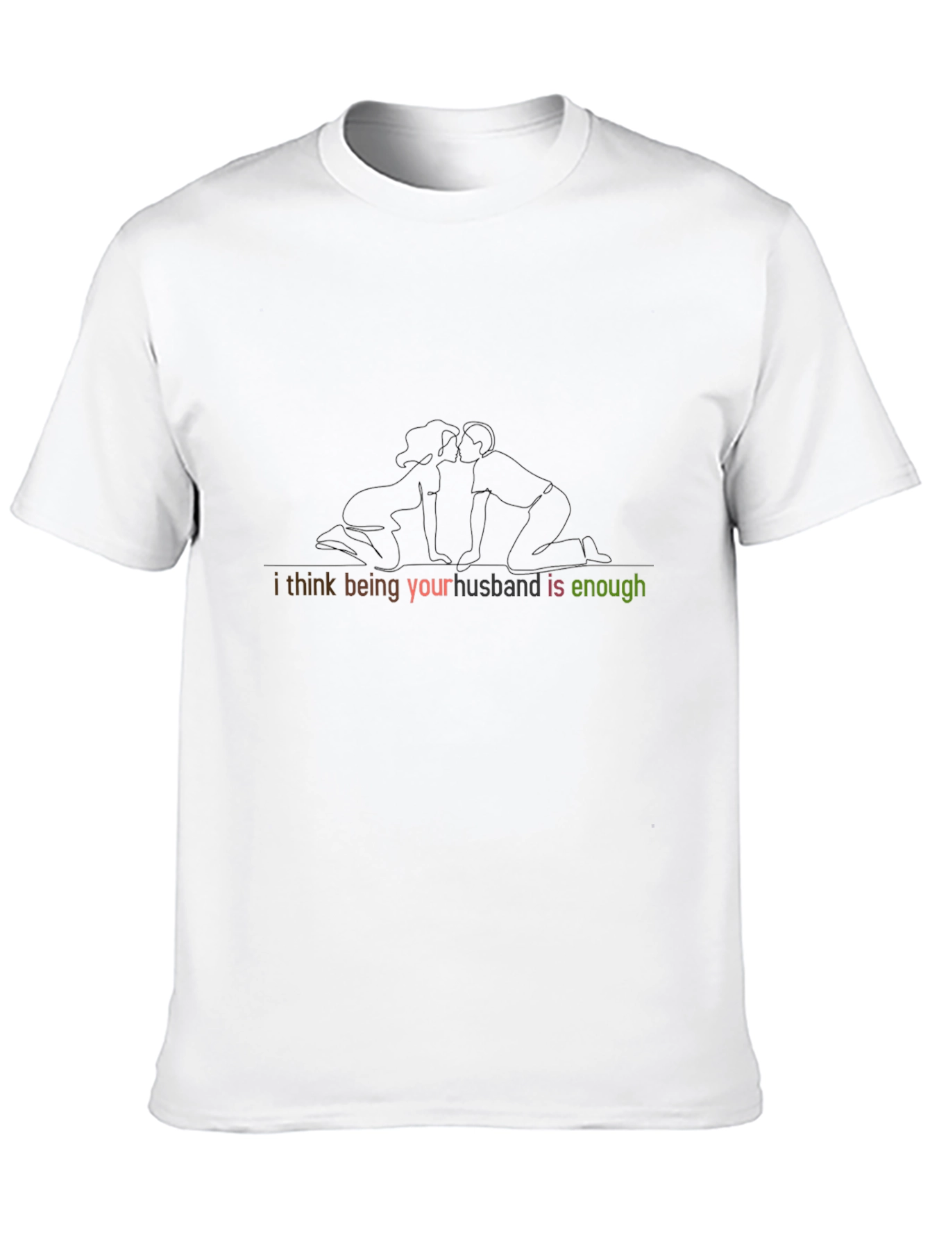 Husband Enough Line Art Black T-Shirt