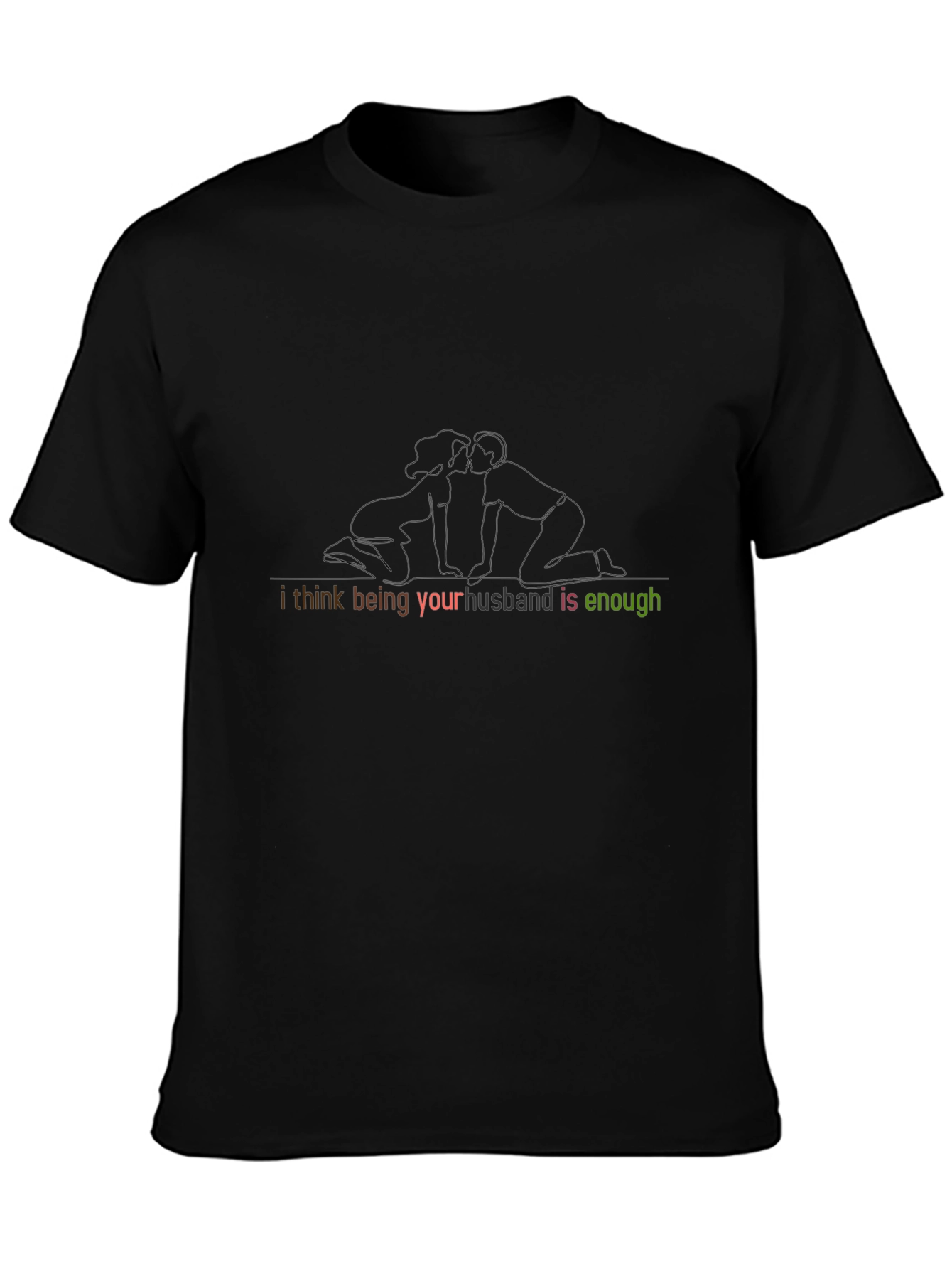 Husband Enough Line Art Black T-Shirt