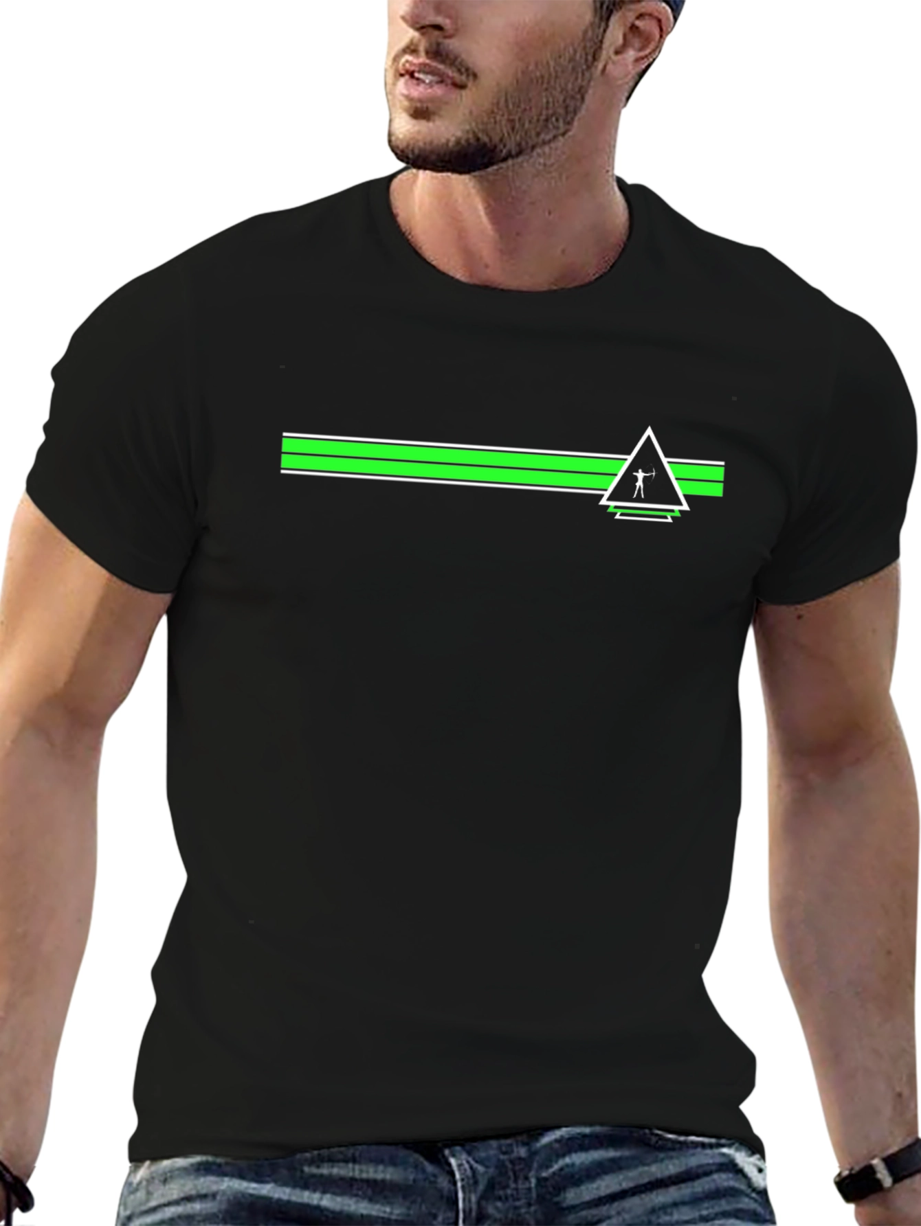Modern Black T-Shirt with Geometric Graphic Print