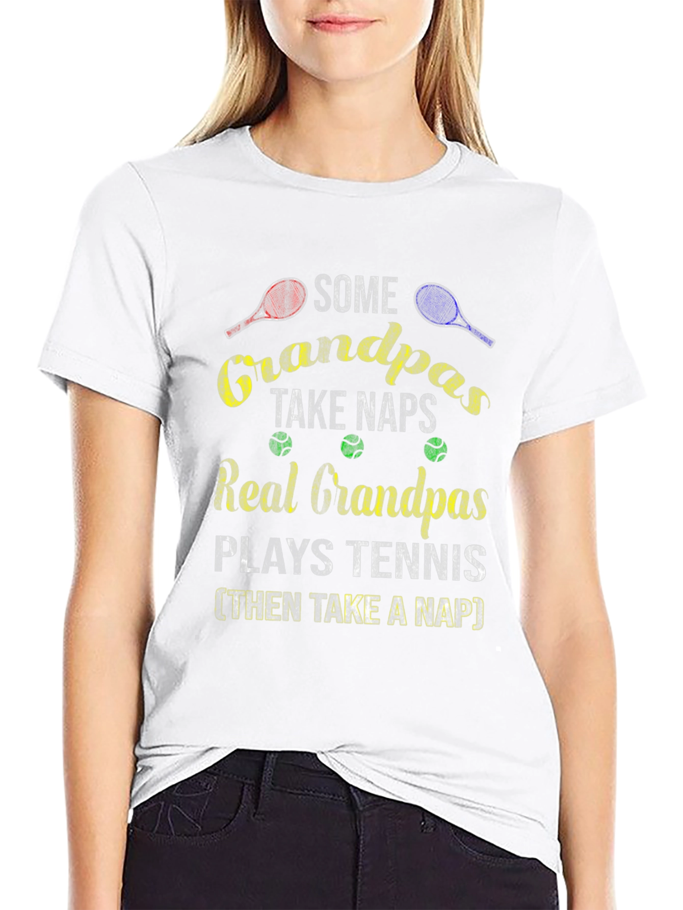 Funny Grandpas Tennis & Naps Graphic T-Shirt