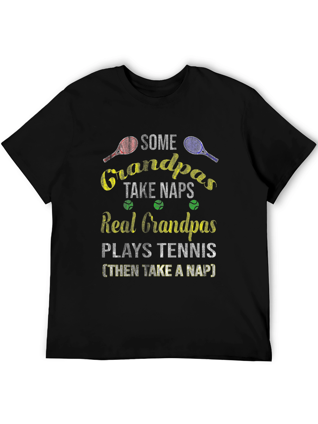Funny Grandpas Tennis & Naps Graphic T-Shirt