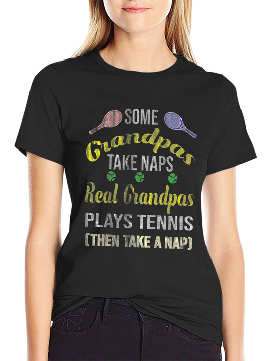 Funny Grandpas Tennis & Naps Graphic T-Shirt