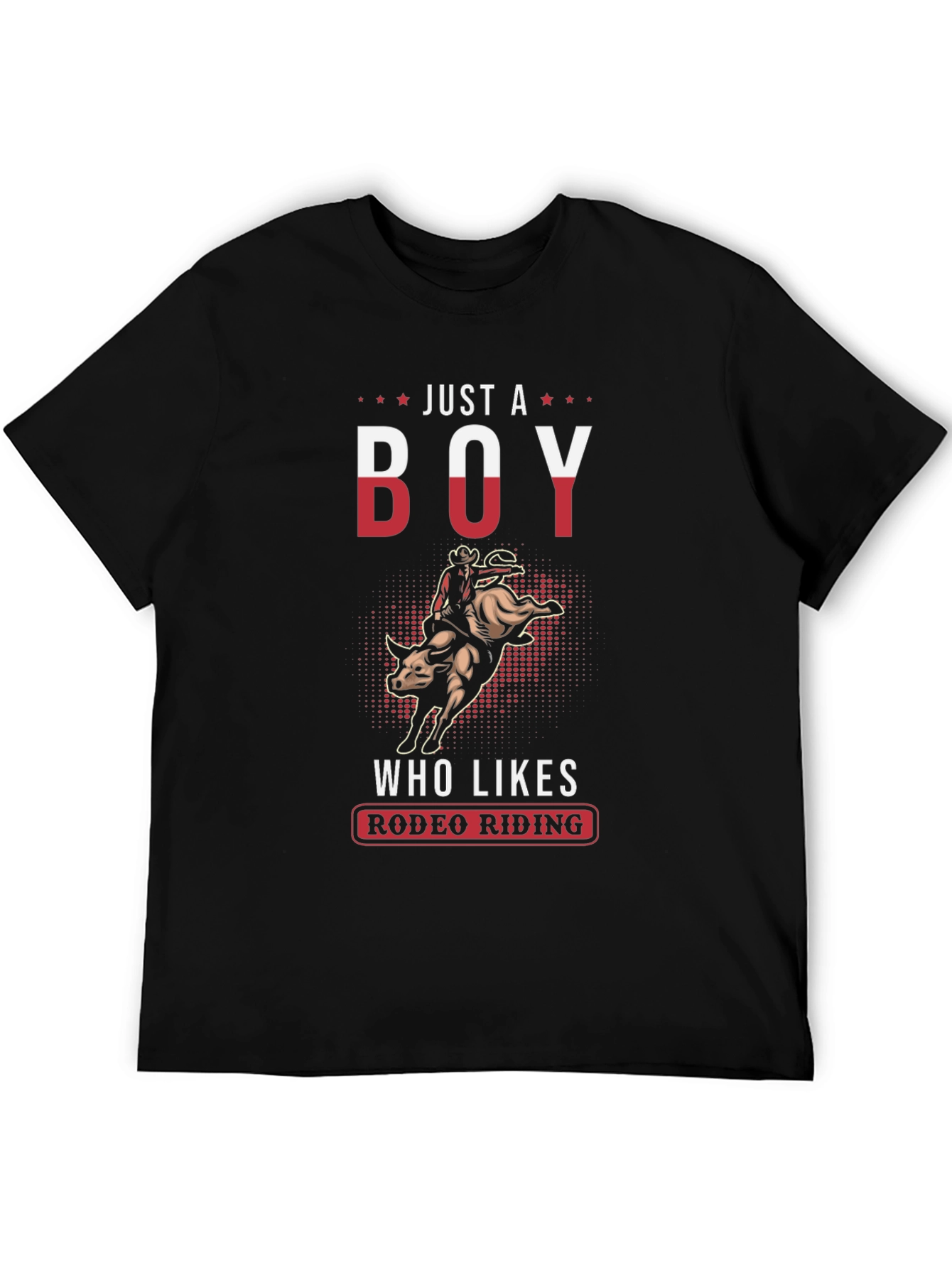 Just A Boy Who Likes Rodeo Riding Black T-Shirt
