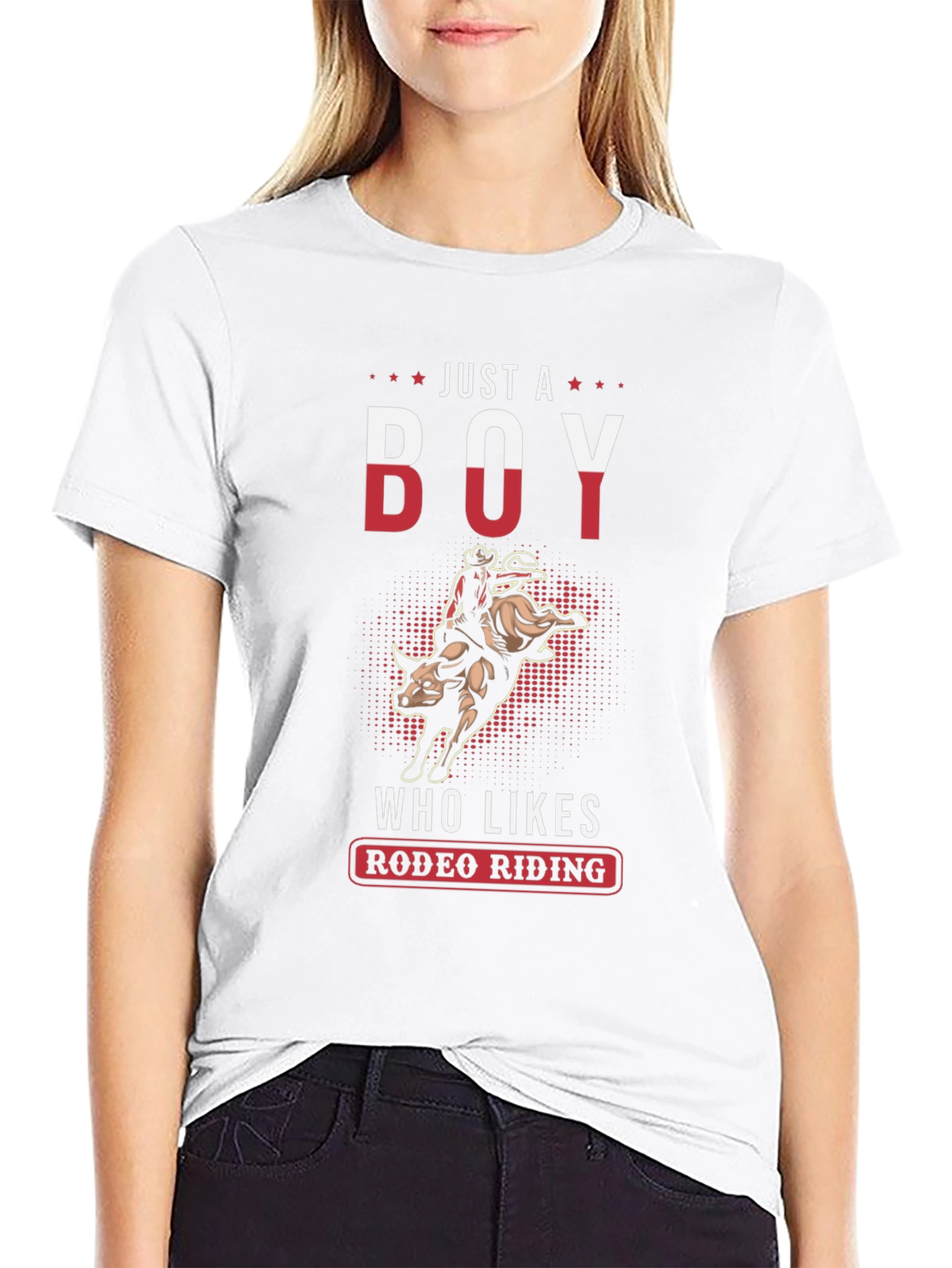 Just A Boy Who Likes Rodeo Riding Black T-Shirt