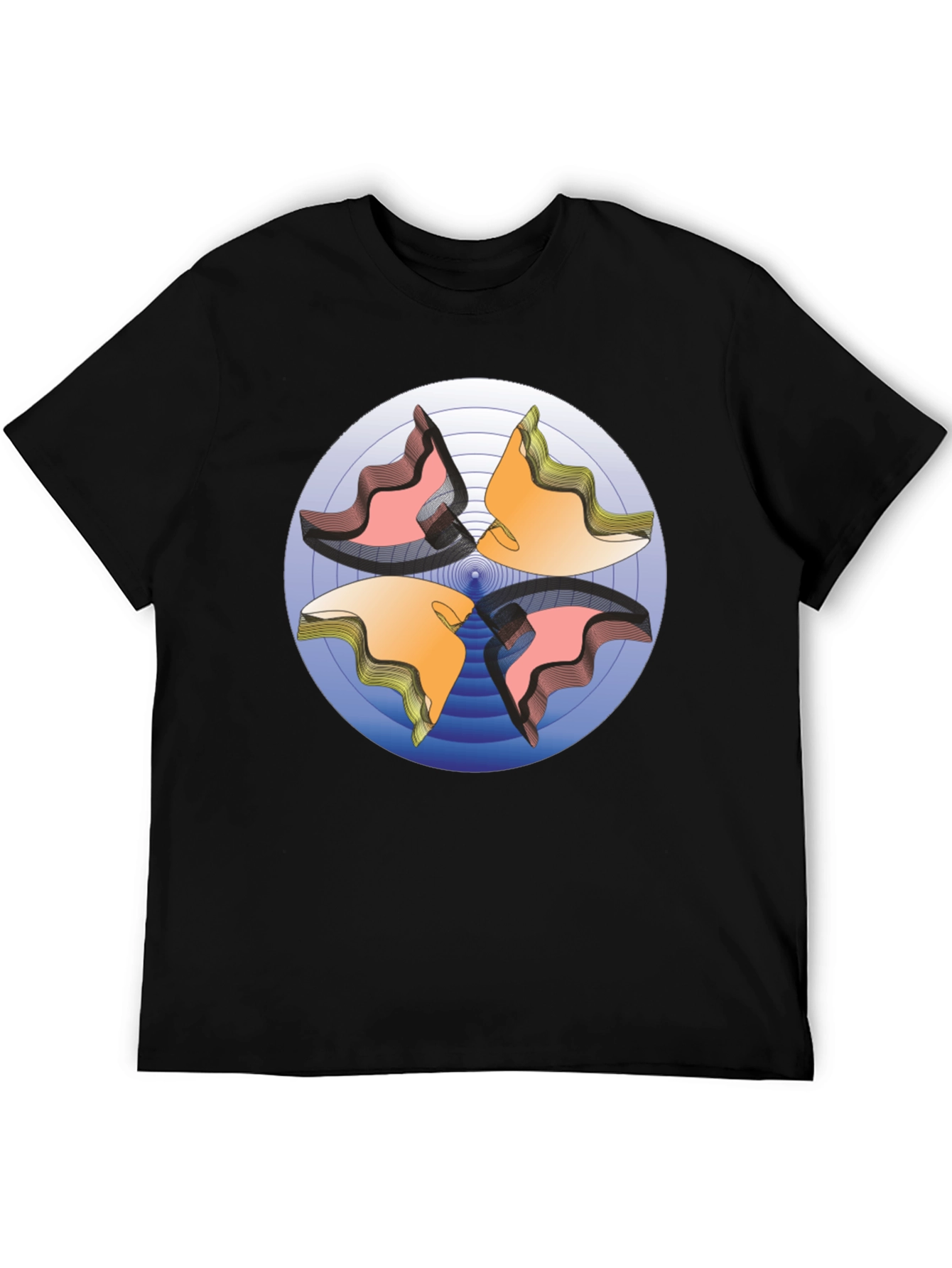 Abstract Circle Design Black T-Shirt