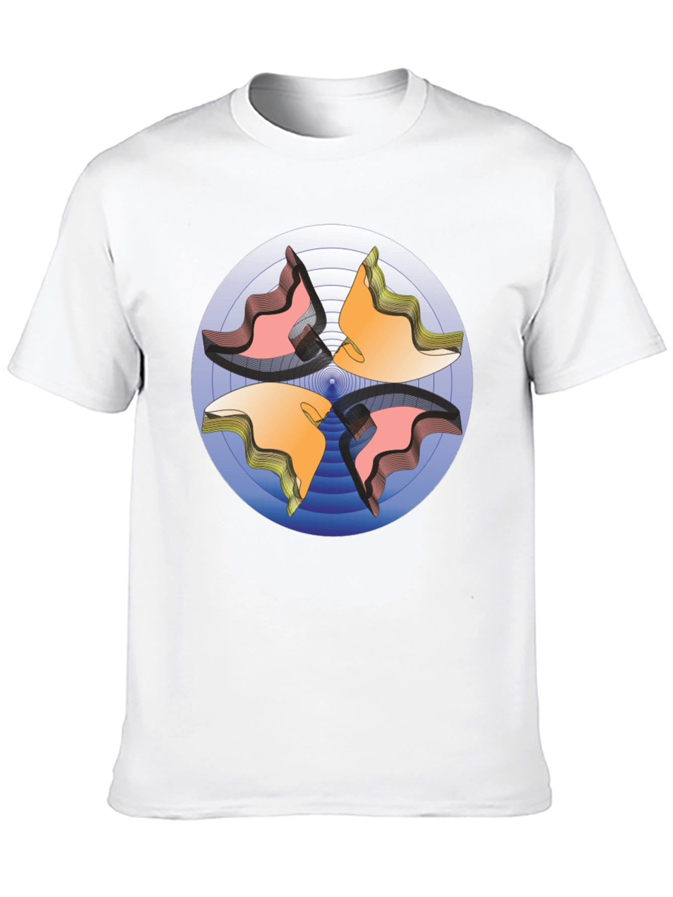 Abstract Circle Design Black T-Shirt