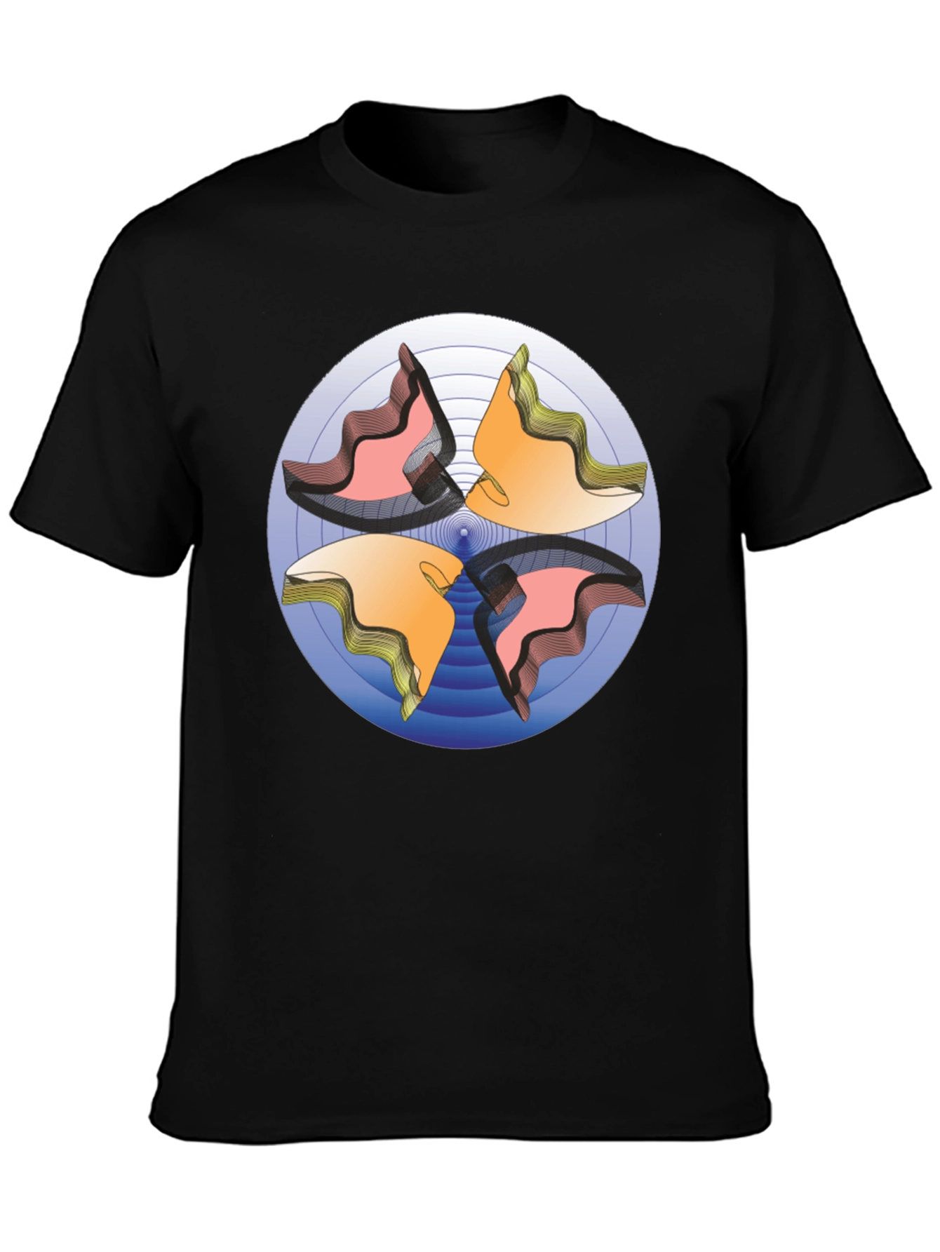 Abstract Circle Design Black T-Shirt