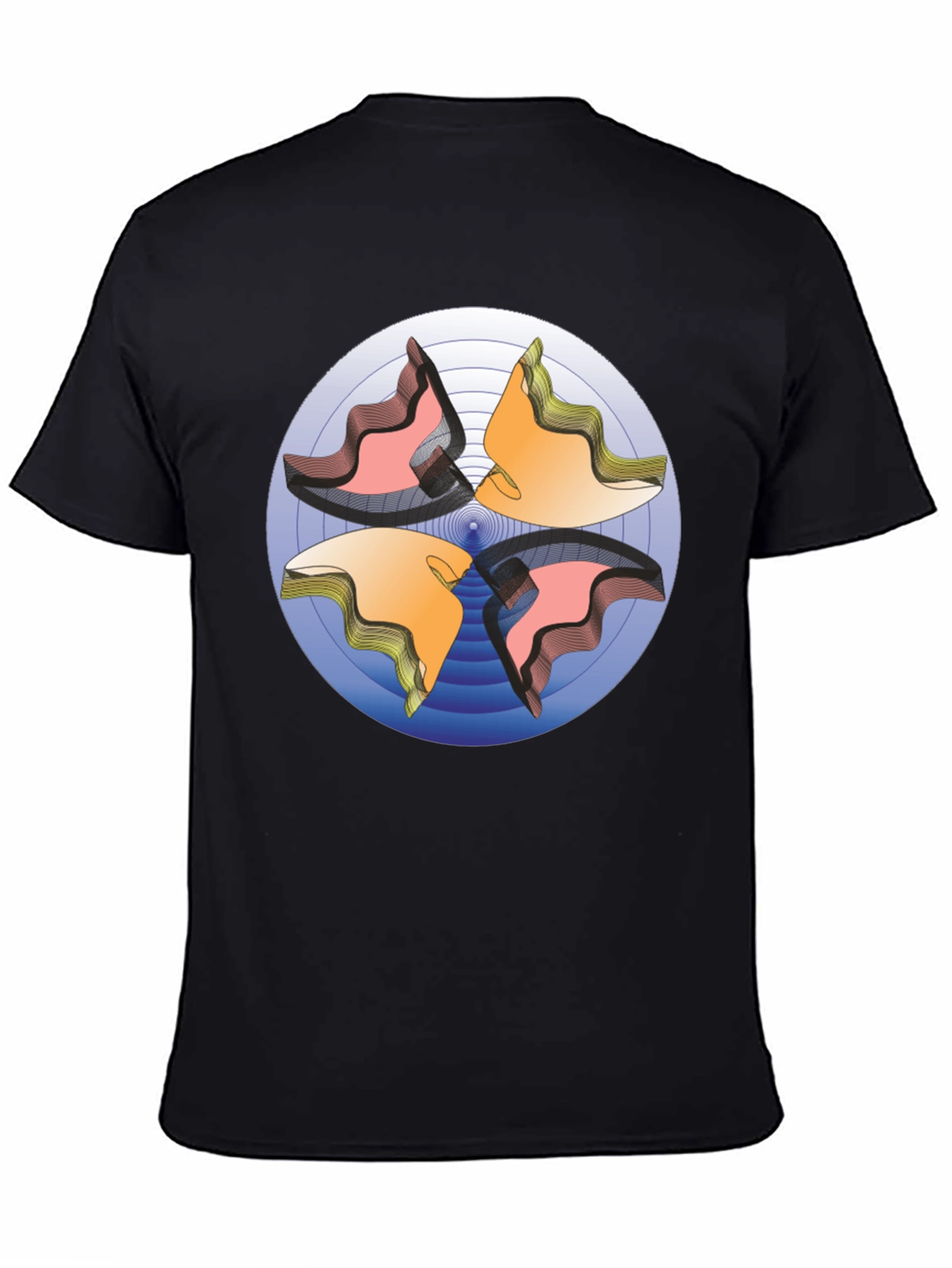 Abstract Circle Design Black T-Shirt