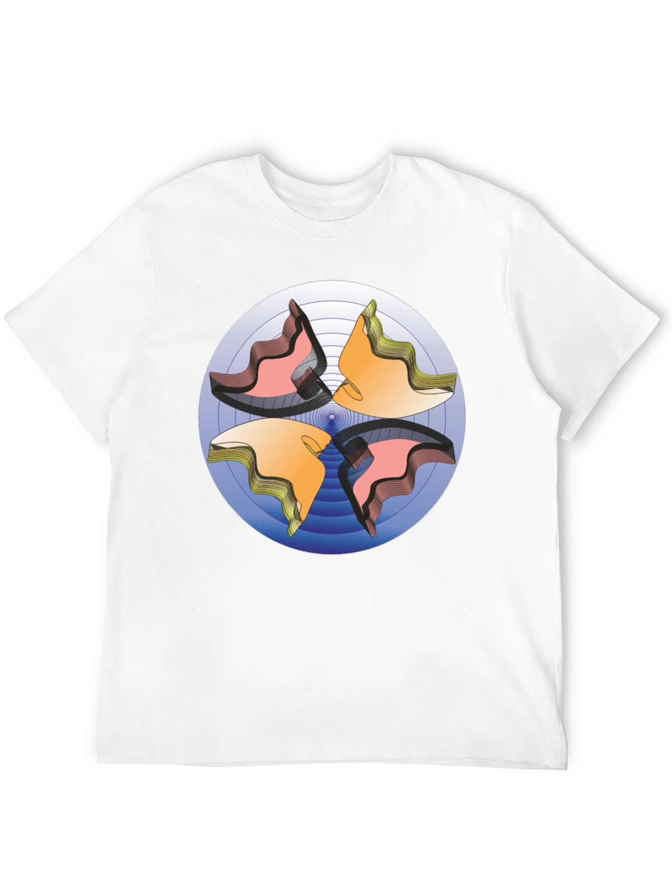 Abstract Circle Design Black T-Shirt