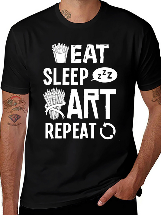 Eat Sleep Art Repeat Graphic Tee - Artist T-Shirt