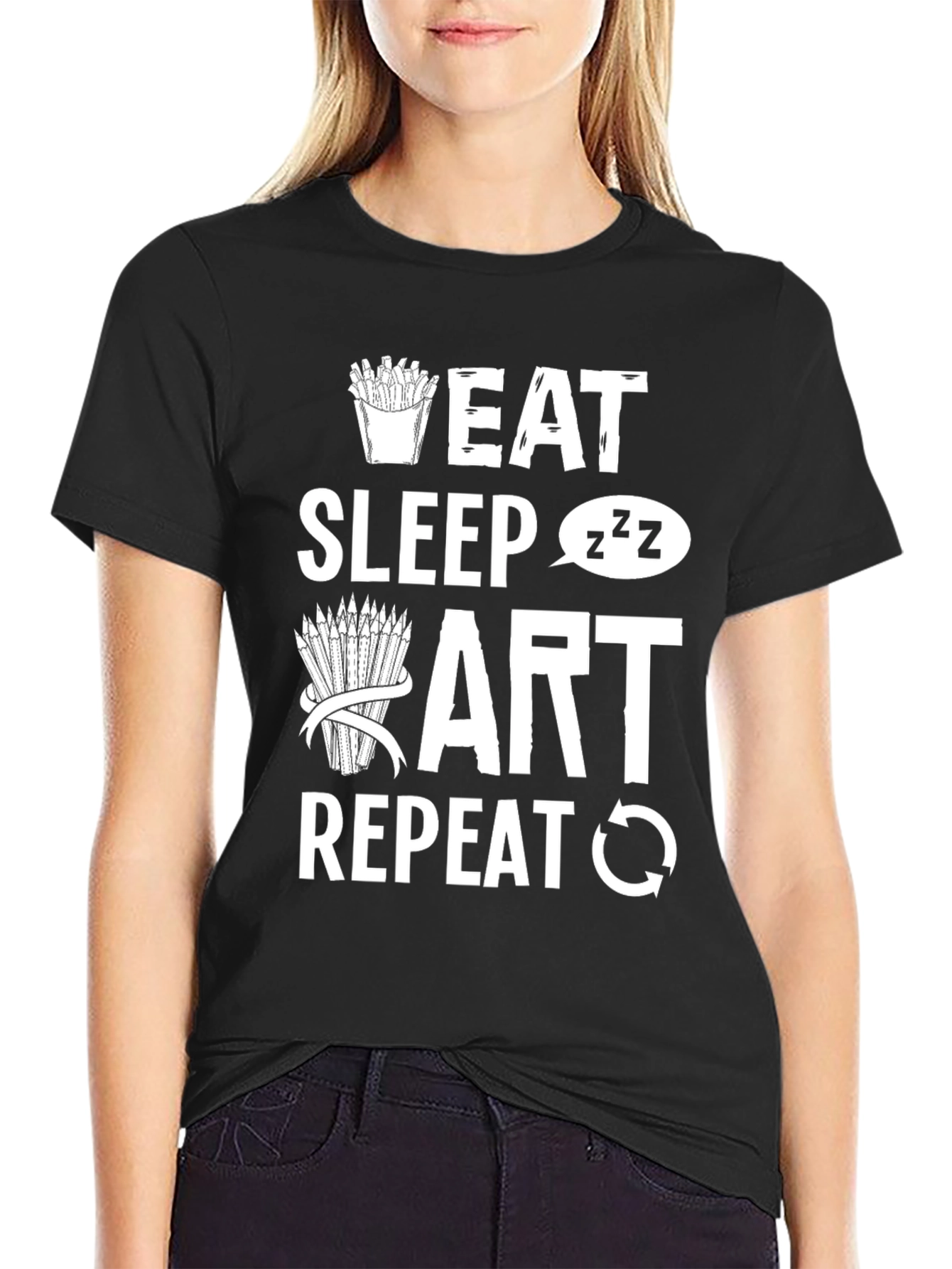 Eat Sleep Art Repeat Graphic Tee - Artist T-Shirt