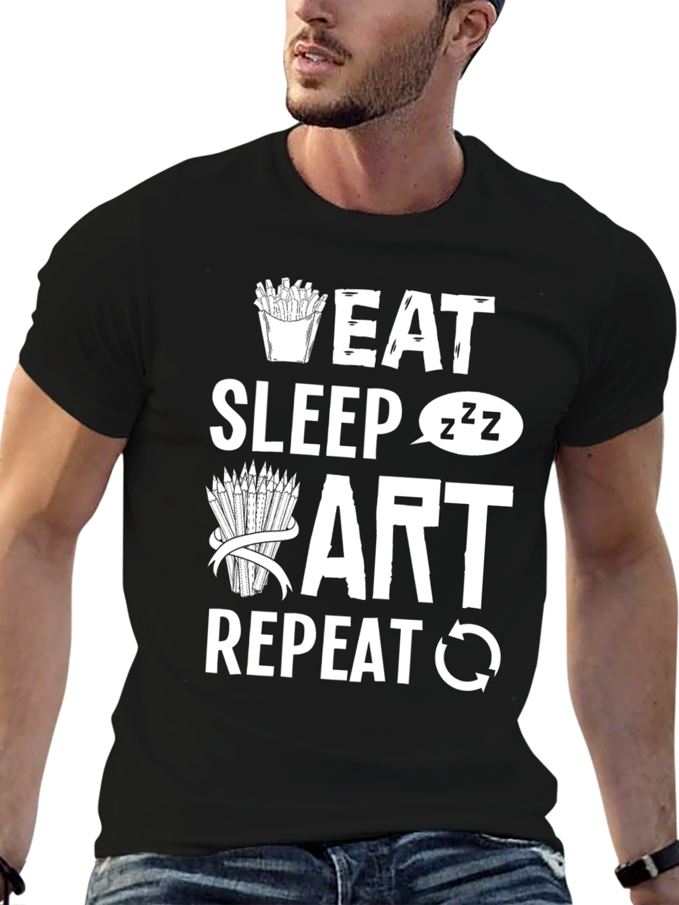 Eat Sleep Art Repeat Graphic Tee - Artist T-Shirt