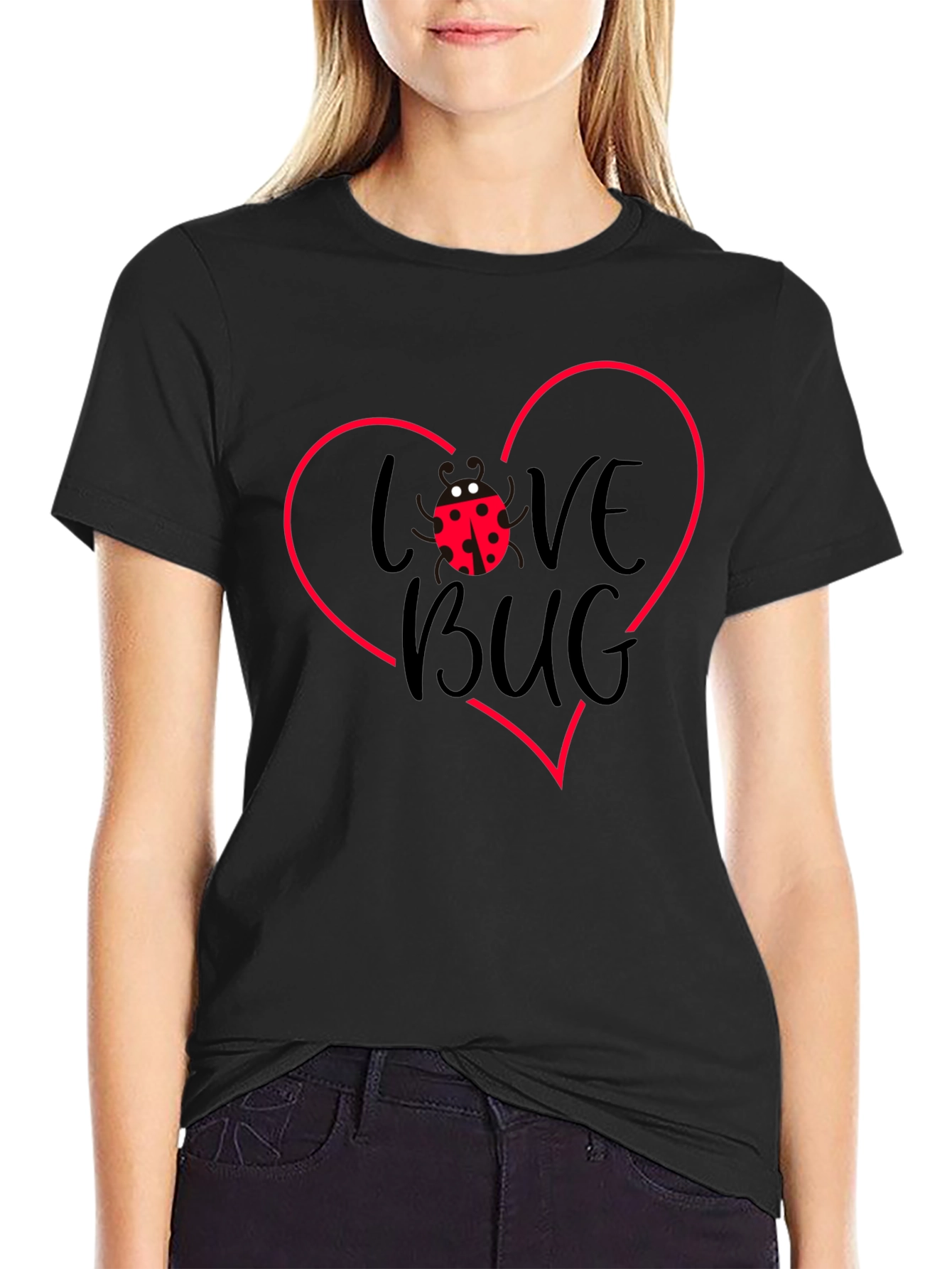 Love Bug Graphic Tee - Black Cotton Shirt