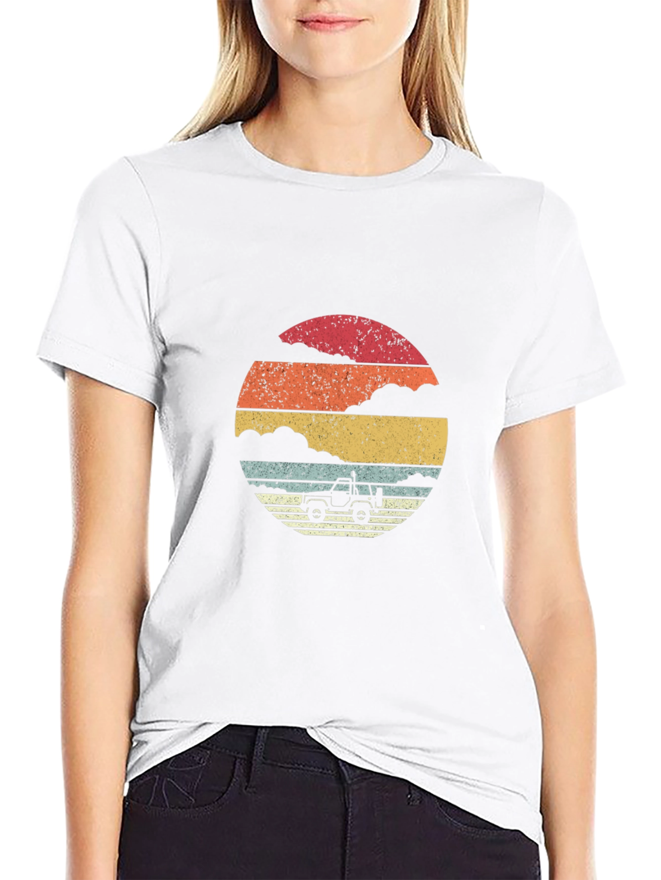 Retro Sunset Jeep Graphic T-Shirt