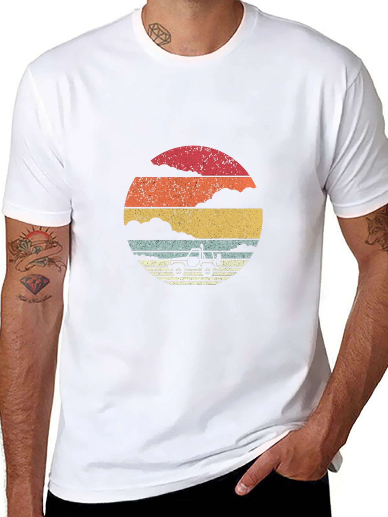 Retro Sunset Jeep Graphic T-Shirt