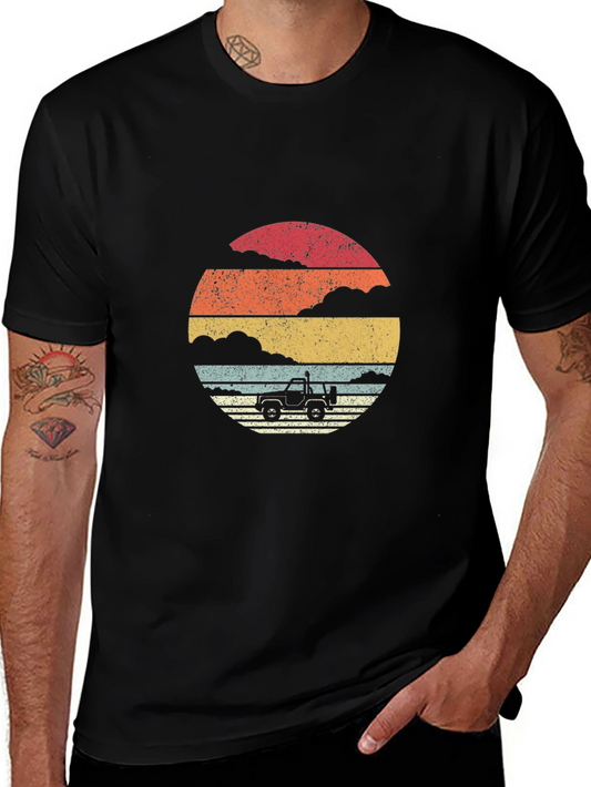 Retro Sunset Jeep Graphic T-Shirt