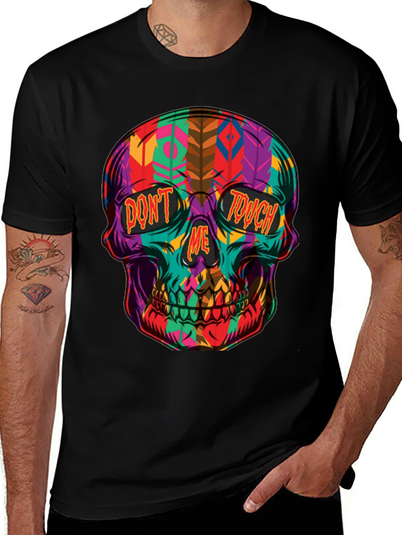Vibrant Skull Graphic T-Shirt - Dont Touch Me