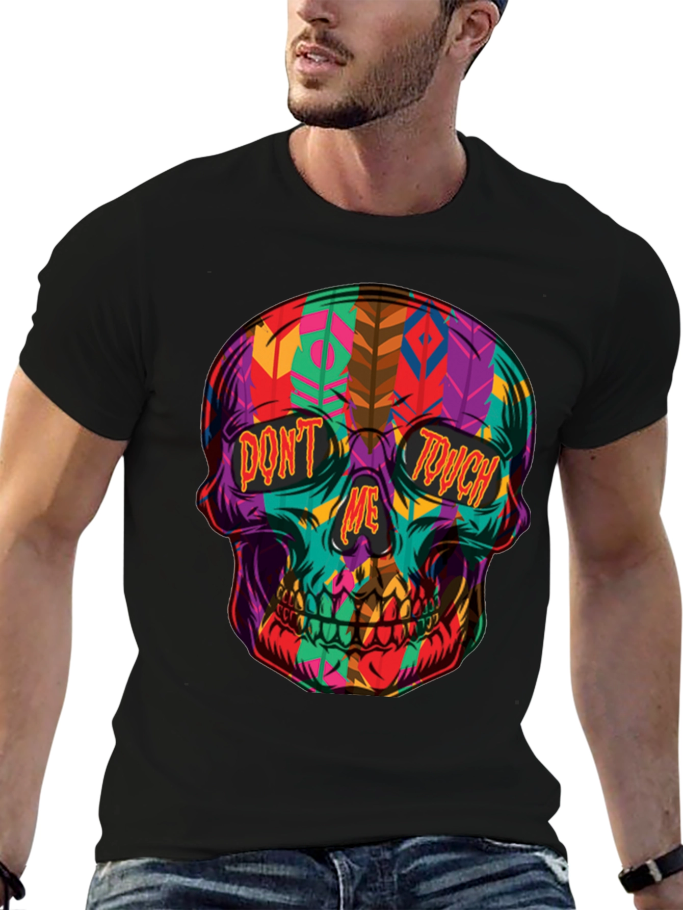 Vibrant Skull Graphic T-Shirt - Dont Touch Me