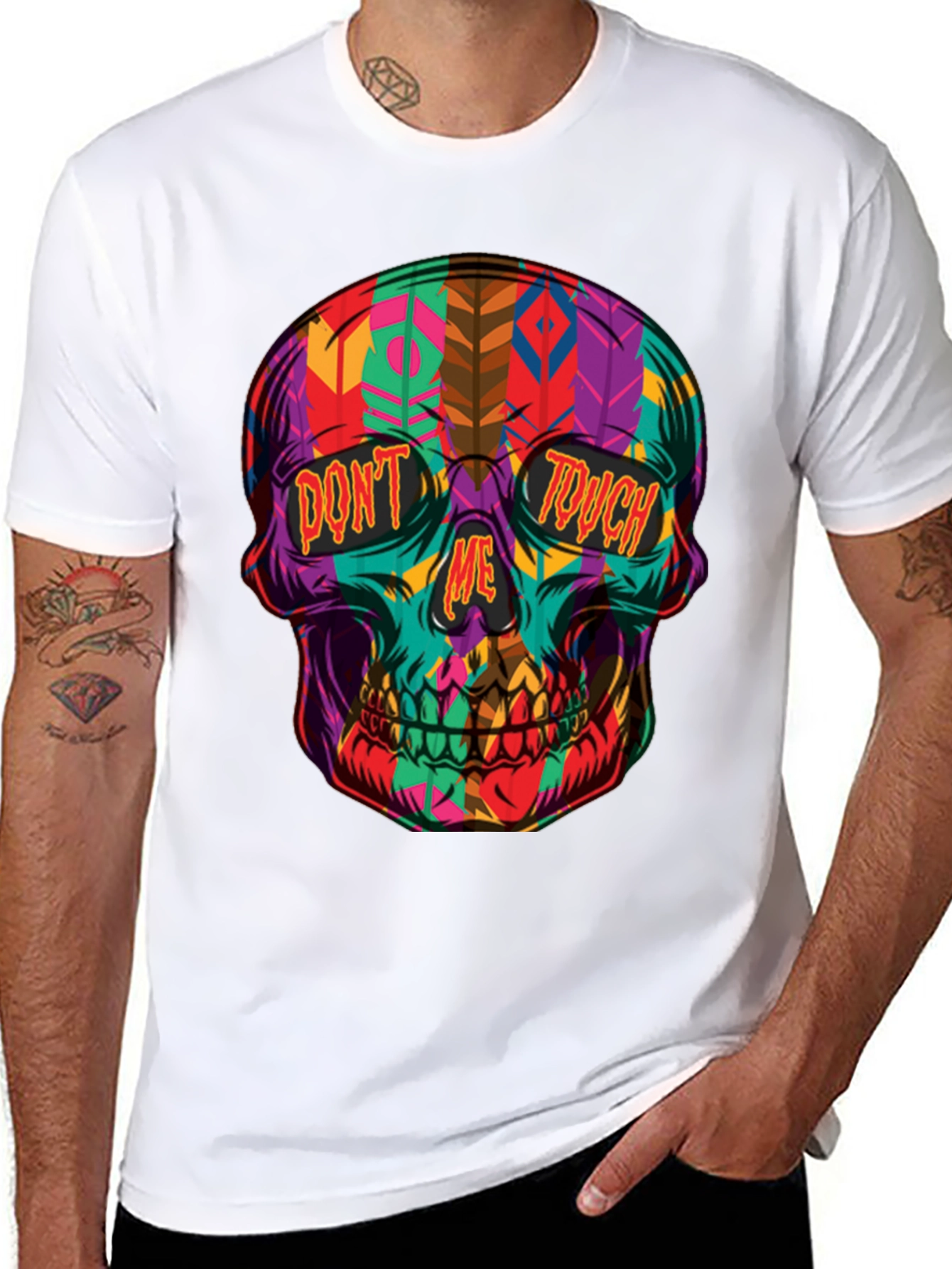 Vibrant Skull Graphic T-Shirt - Dont Touch Me