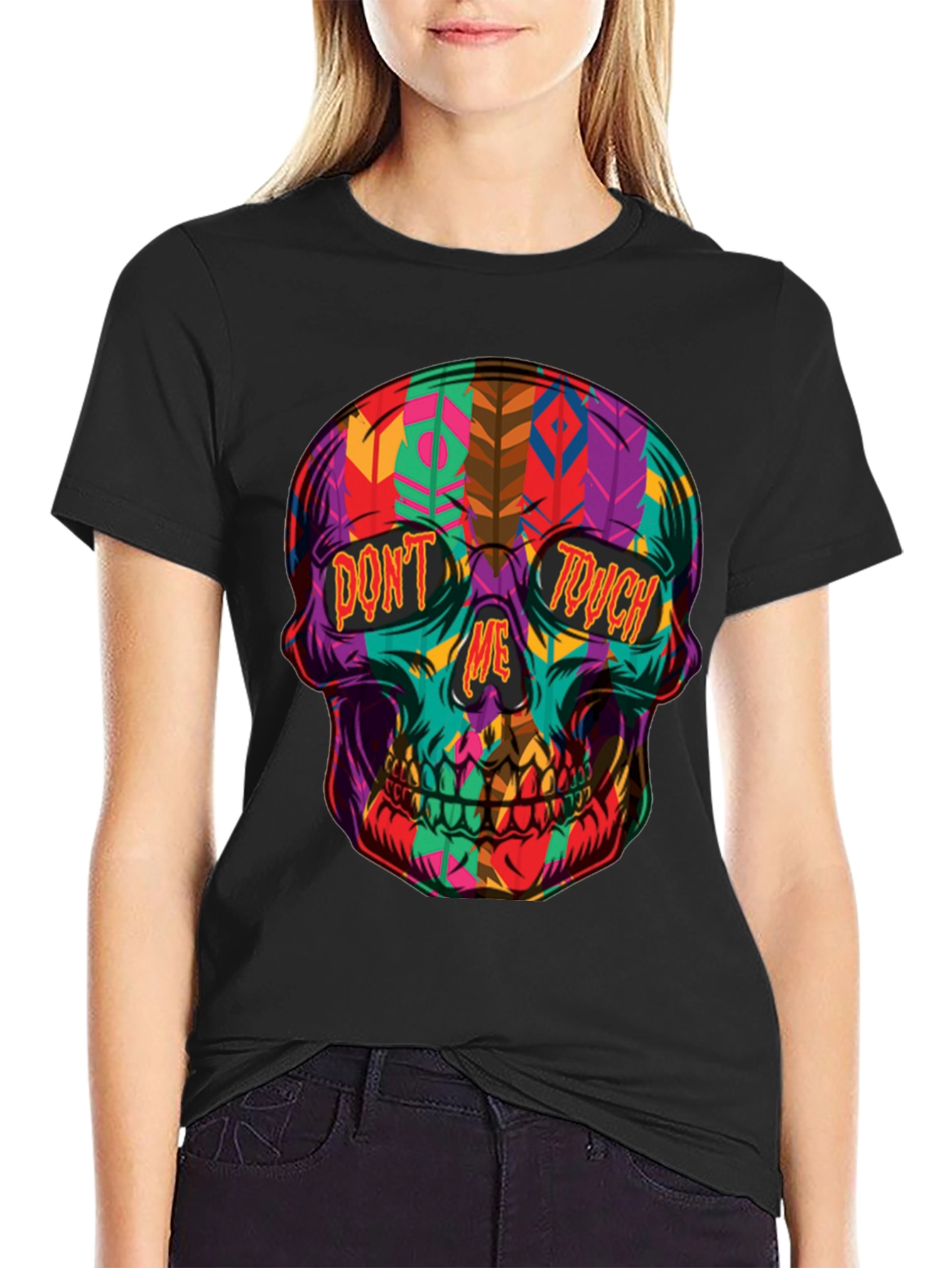 Vibrant Skull Graphic T-Shirt - Dont Touch Me