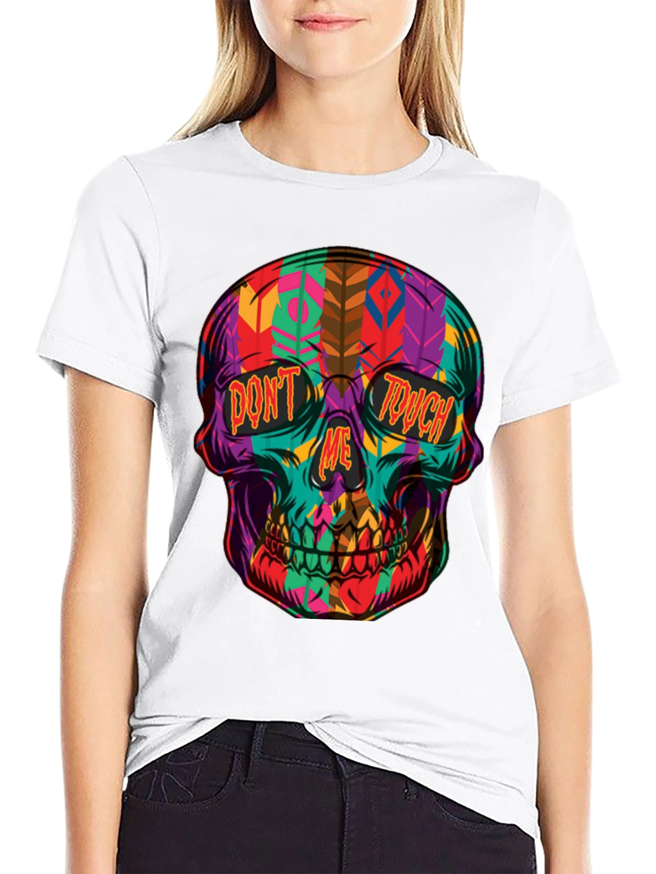 Vibrant Skull Graphic T-Shirt - Dont Touch Me
