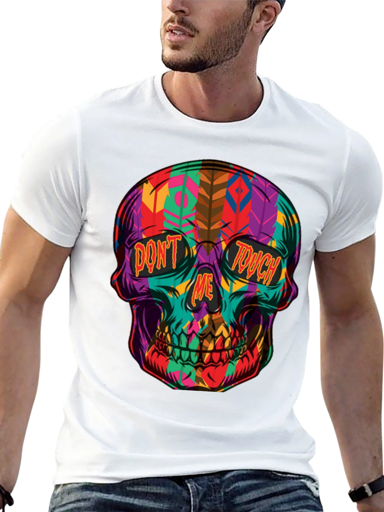 Vibrant Skull Graphic T-Shirt - Dont Touch Me