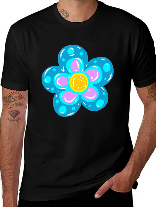 Funky Flower Graphic Black T-Shirt