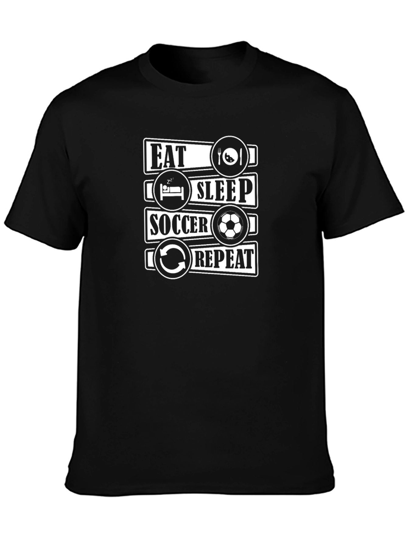 Eat Sleep Soccer Repeat Black T-Shirt