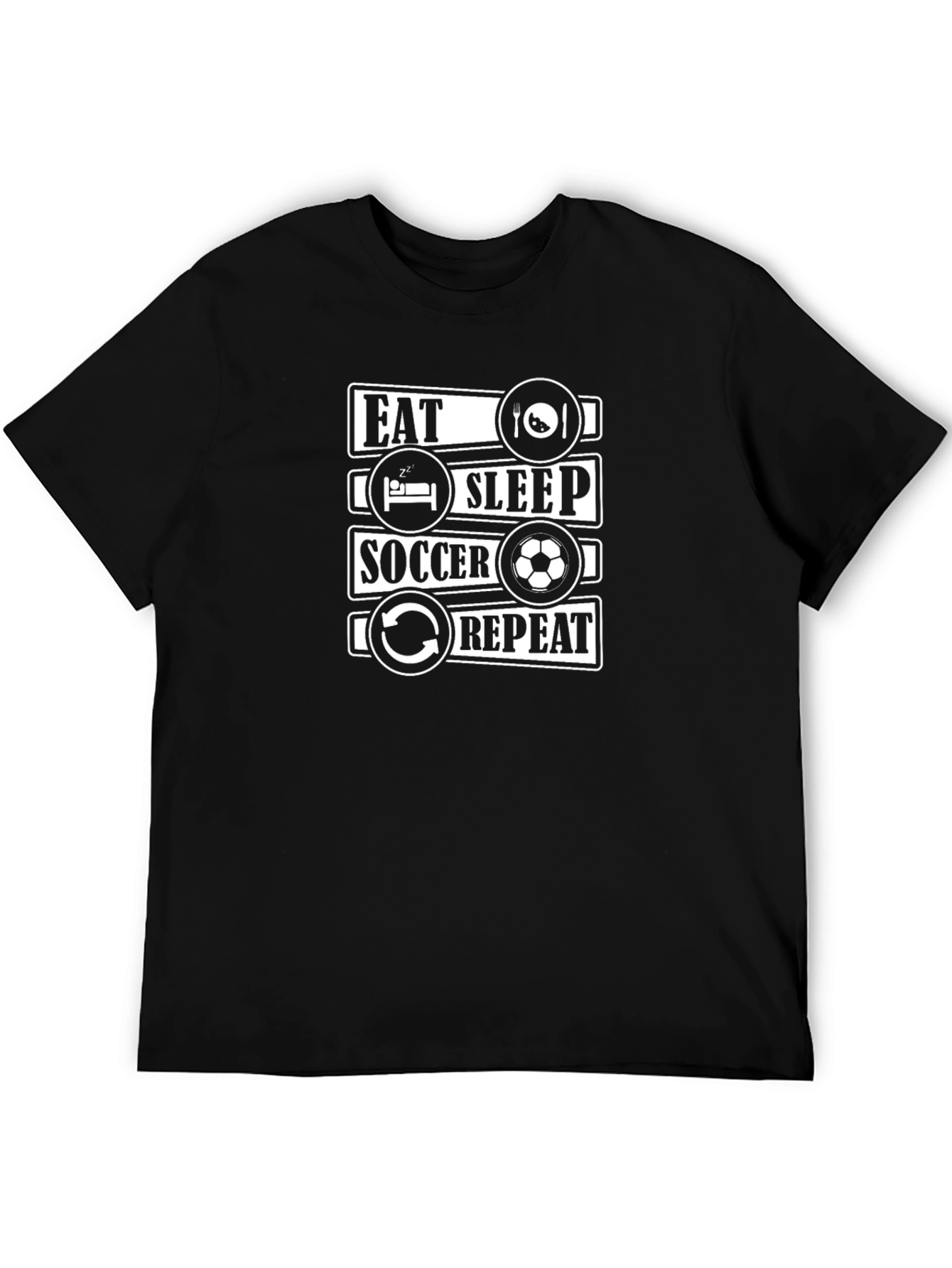 Eat Sleep Soccer Repeat Black T-Shirt