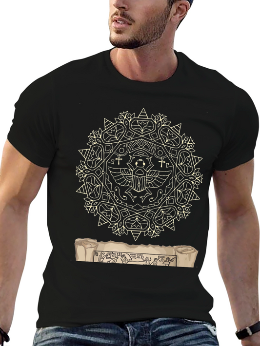 Egyptian Scarab Mandala Graphic T-Shirt