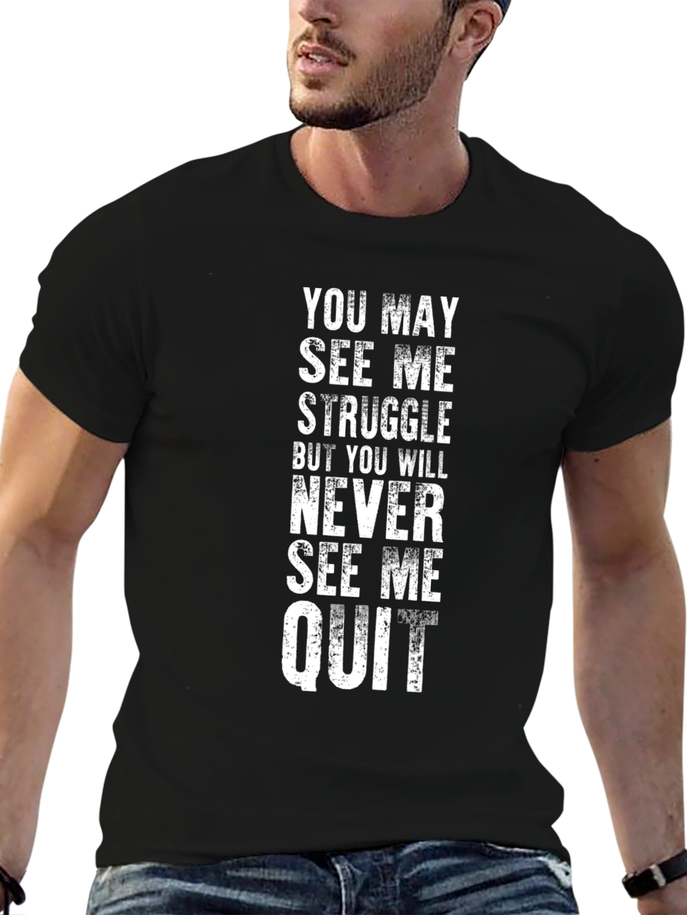 Motivational Graphic T-Shirt - Never Quit