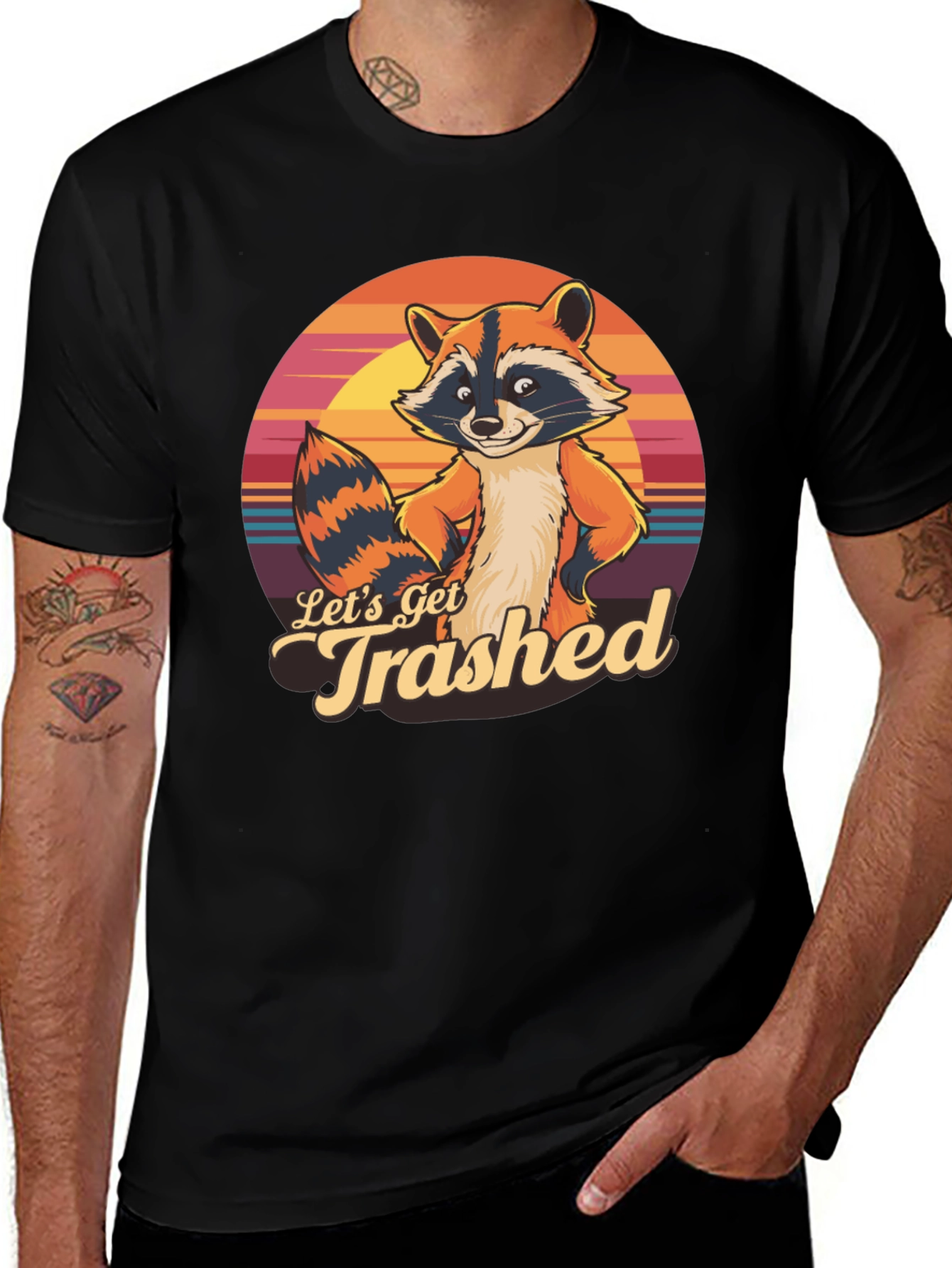 Lets Get Trashed Raccoon Graphic T-Shirt
