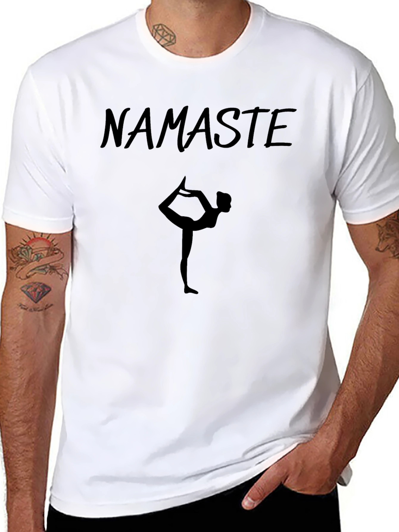 Namaste Yoga Pose Graphic Tee - Black