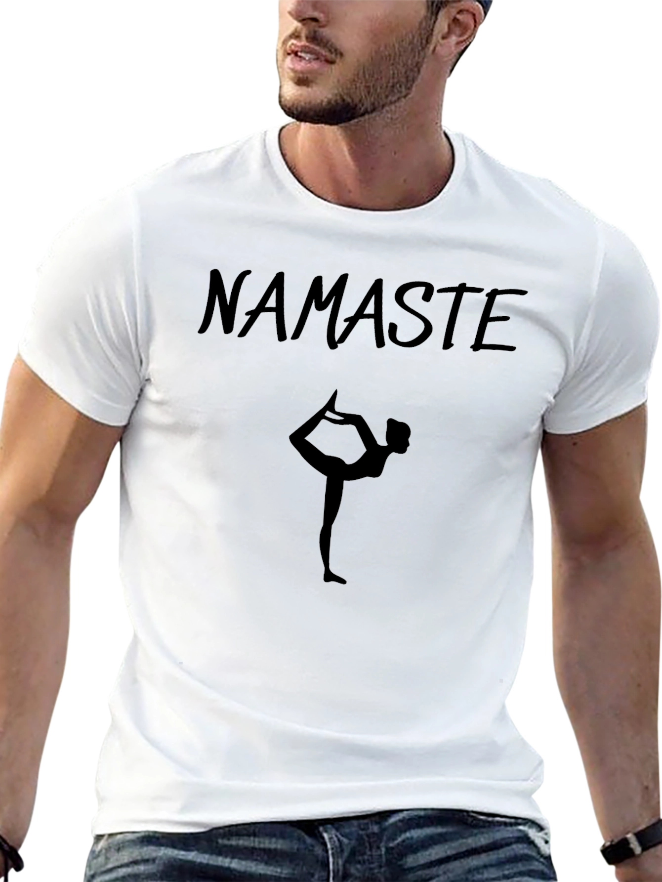 Namaste Yoga Pose Graphic Tee - Black