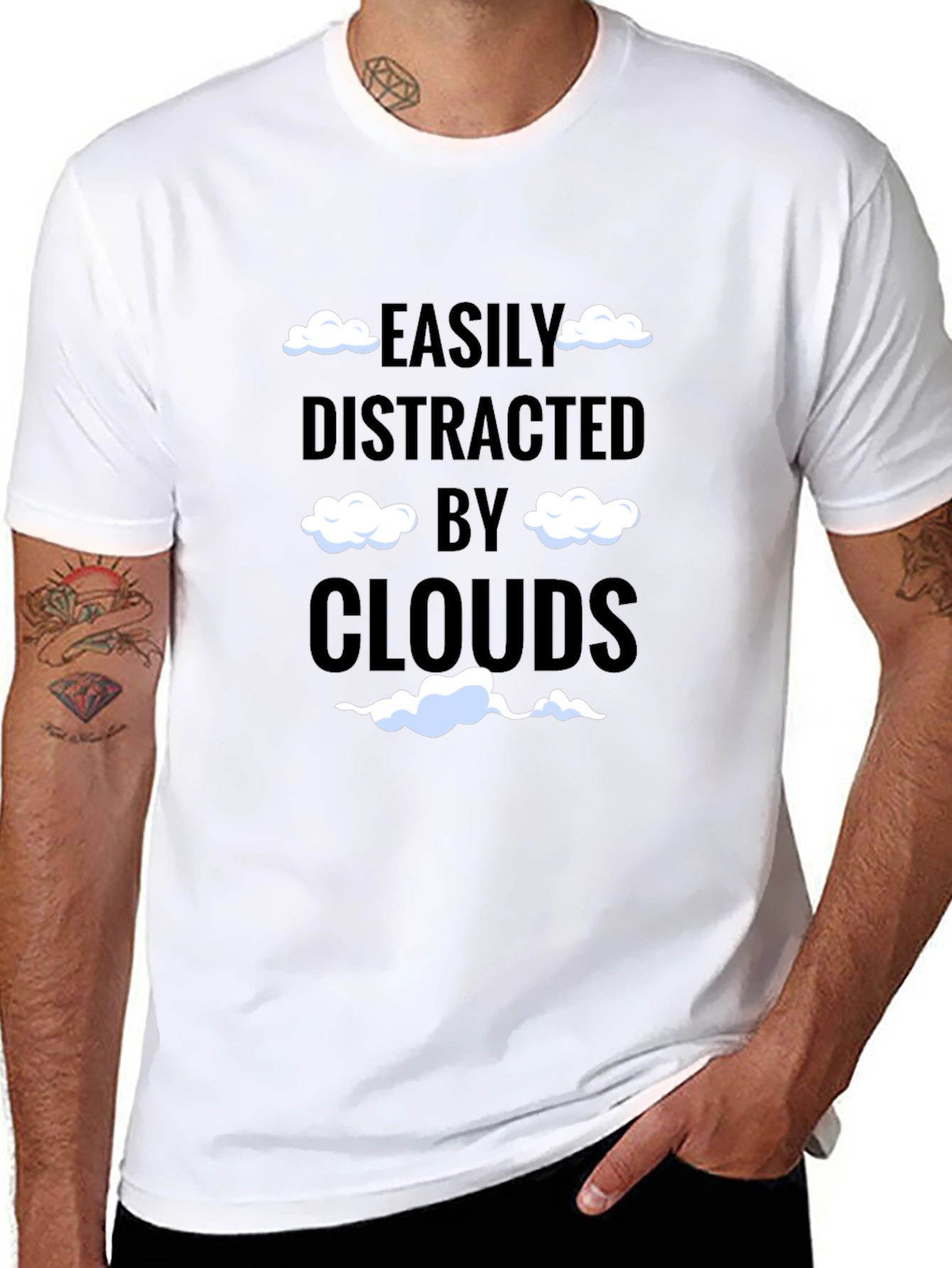 Easily Distracted by Clouds T-Shirt Funny Cloud Lover Tee