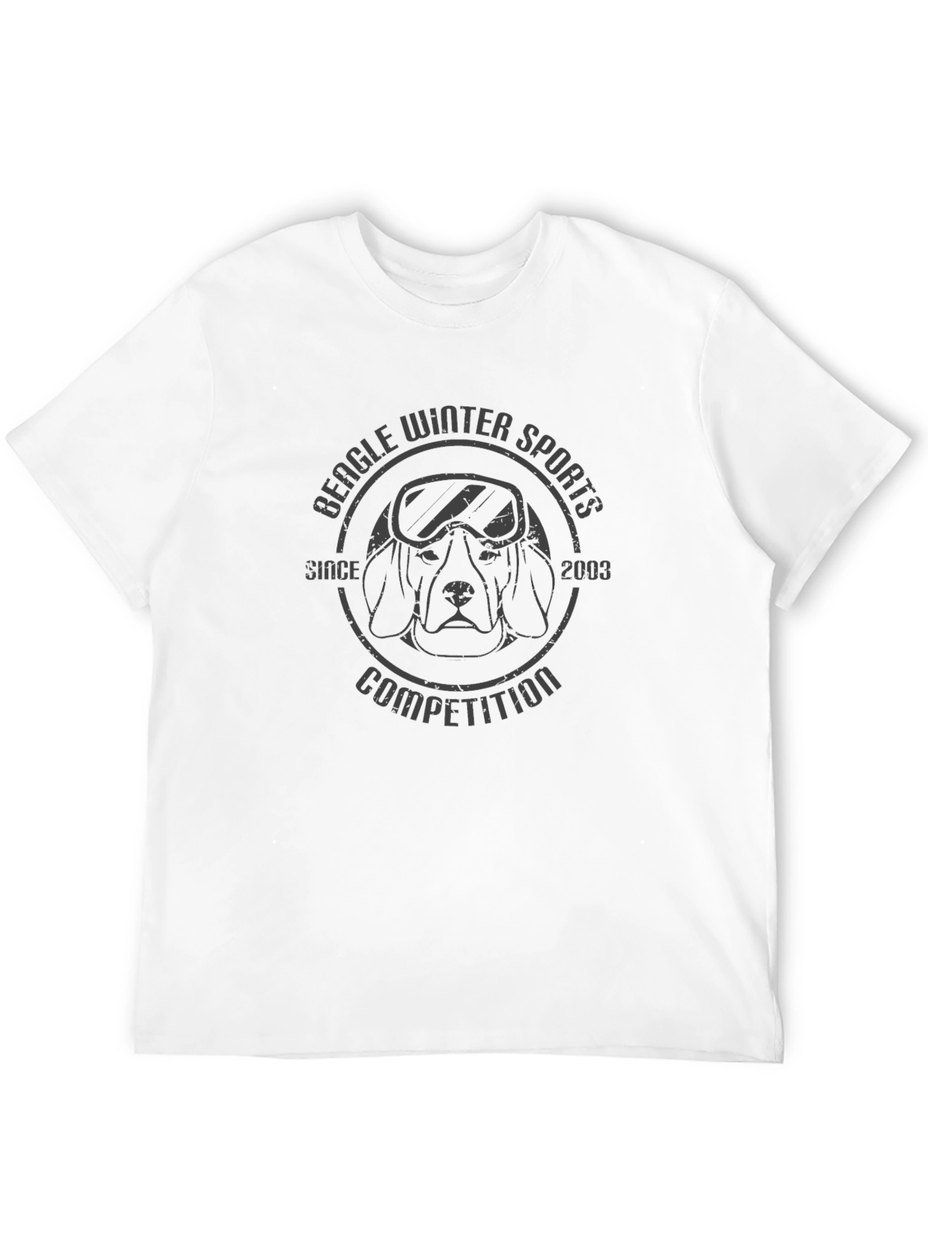 Beagle Winter Sports Competition Black T-Shirt