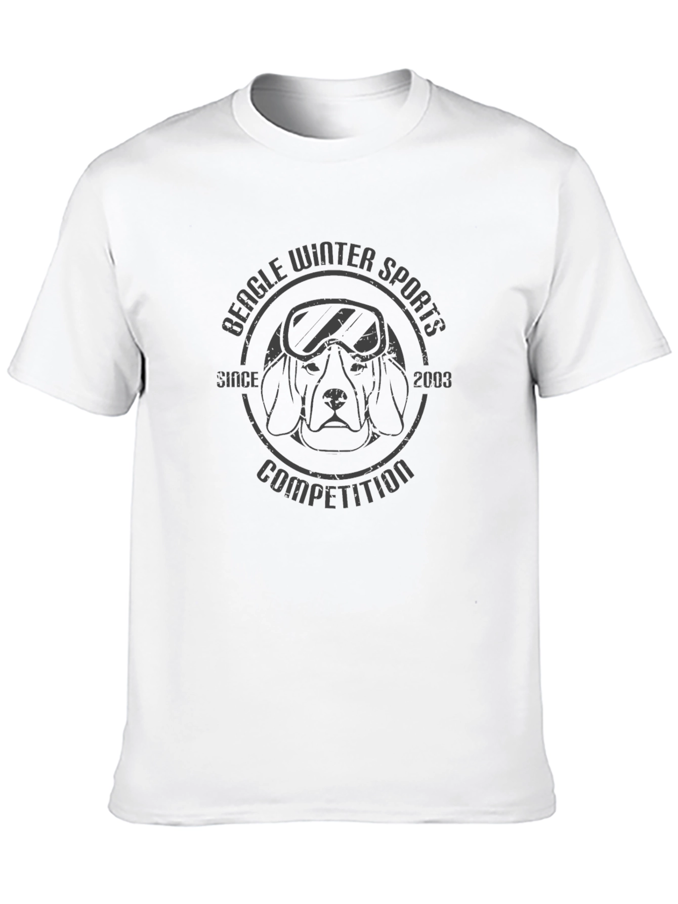 Beagle Winter Sports Competition Black T-Shirt