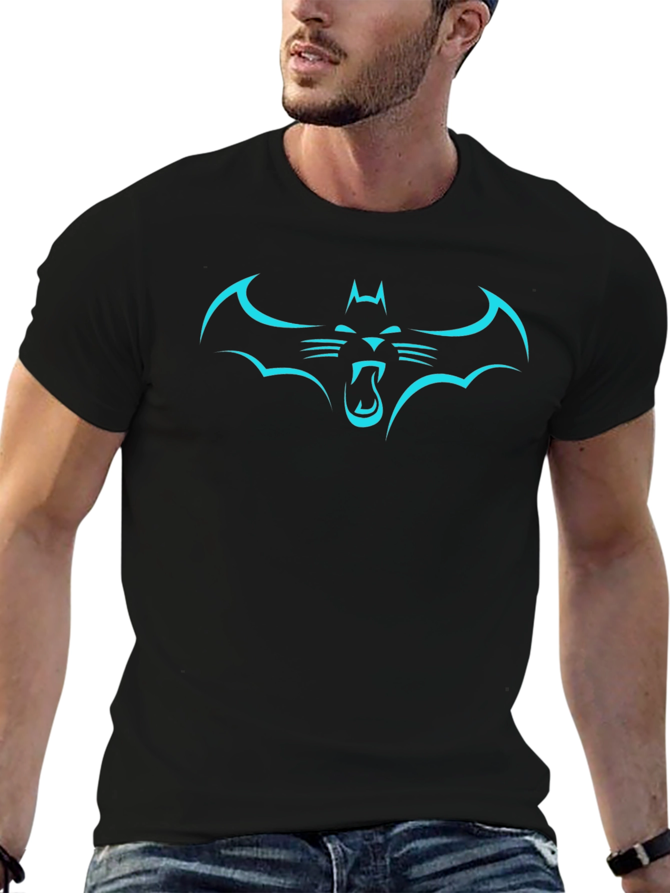 Batman Cat T-Shirt - Graphic Tee - Black