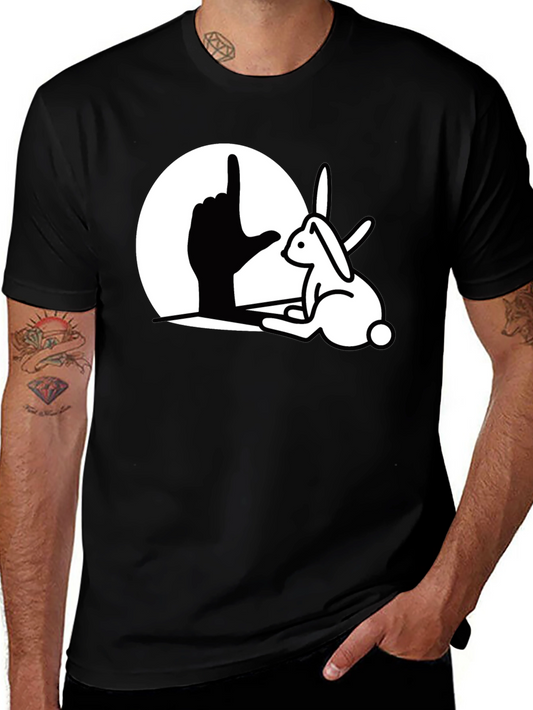 Rabbit Shadow T-Shirt - Black Cotton Blend Unique Design