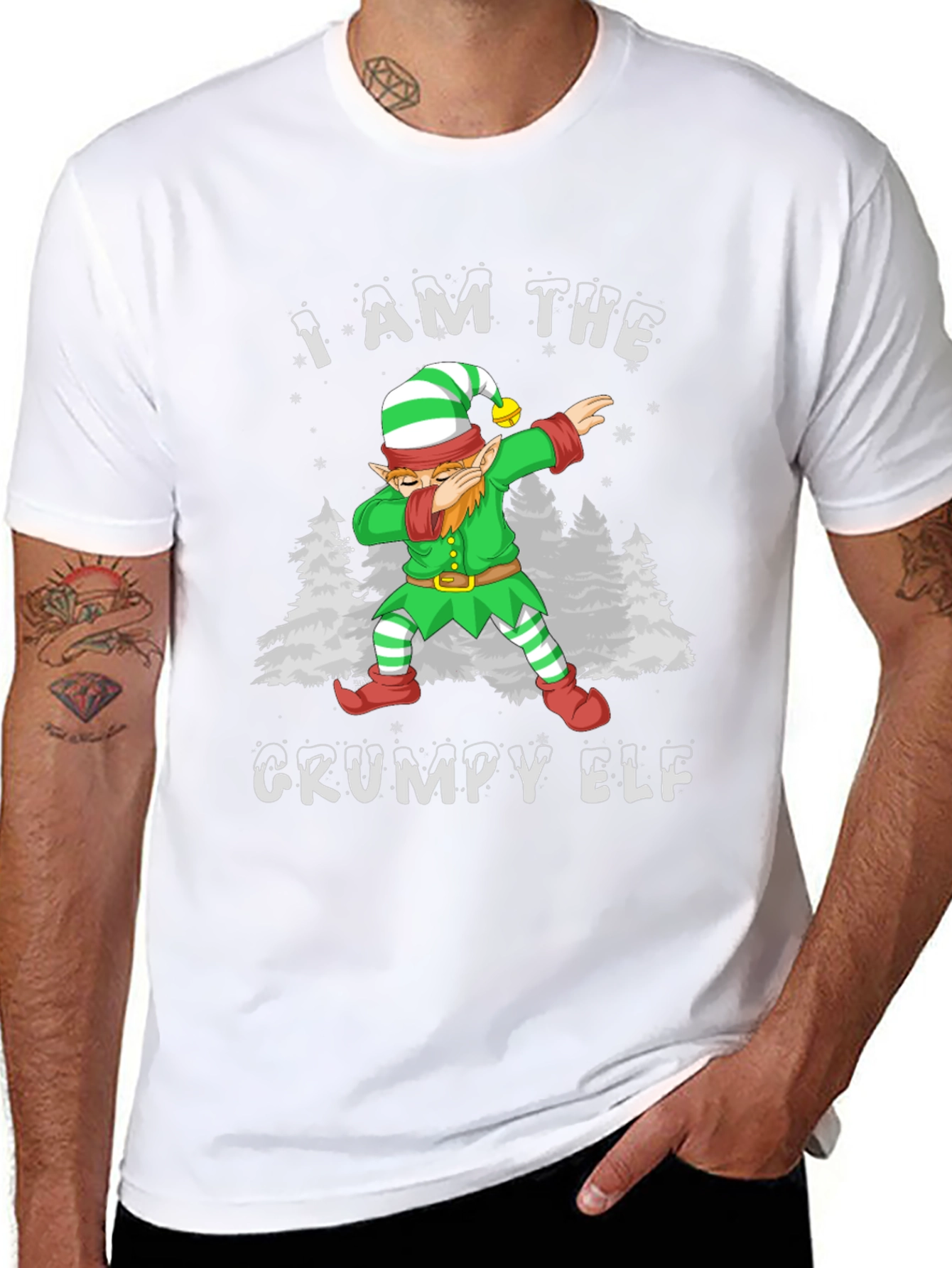 Grumpy Elf Dabbing Christmas T-Shirt