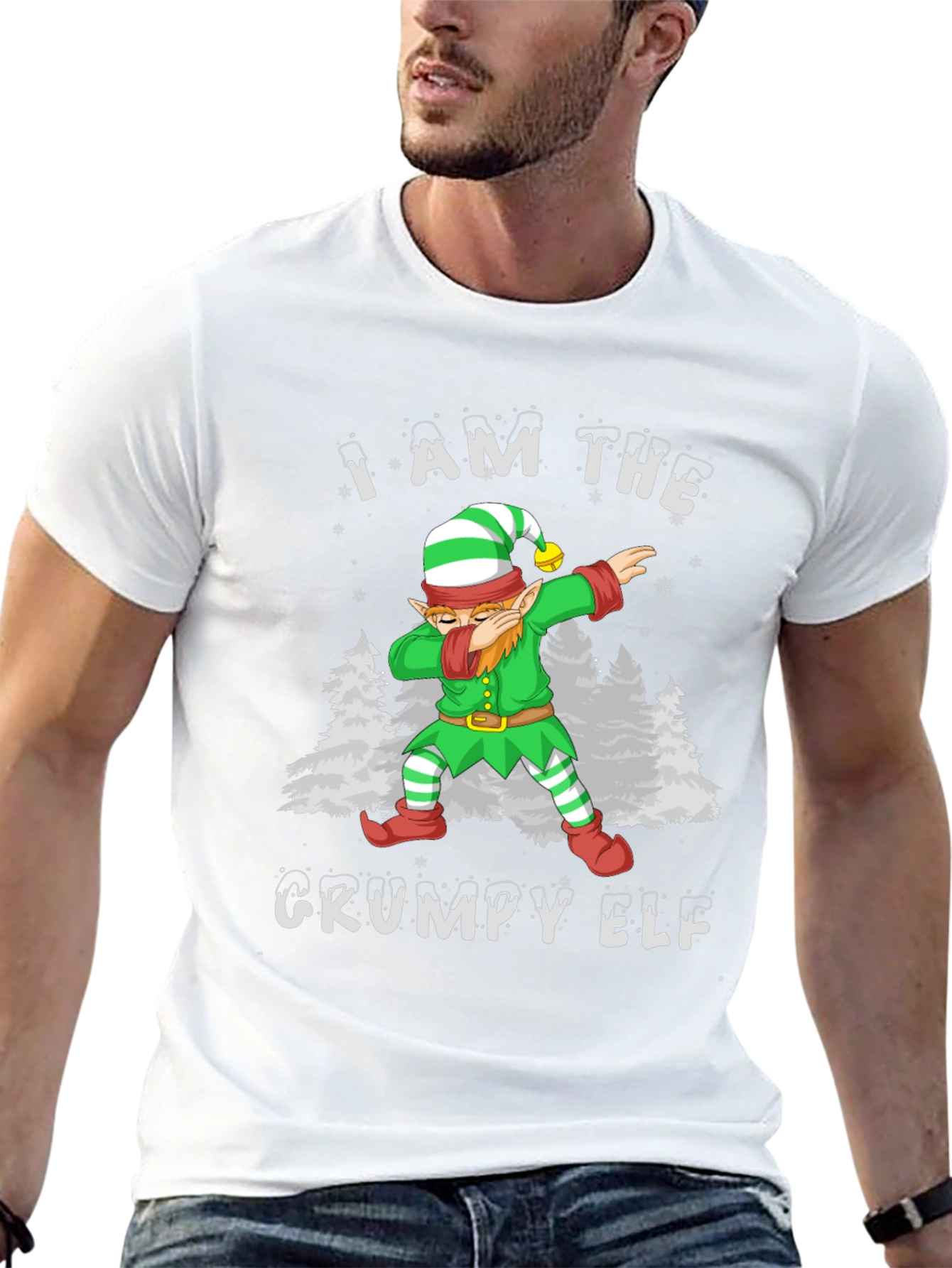 Grumpy Elf Dabbing Christmas T-Shirt