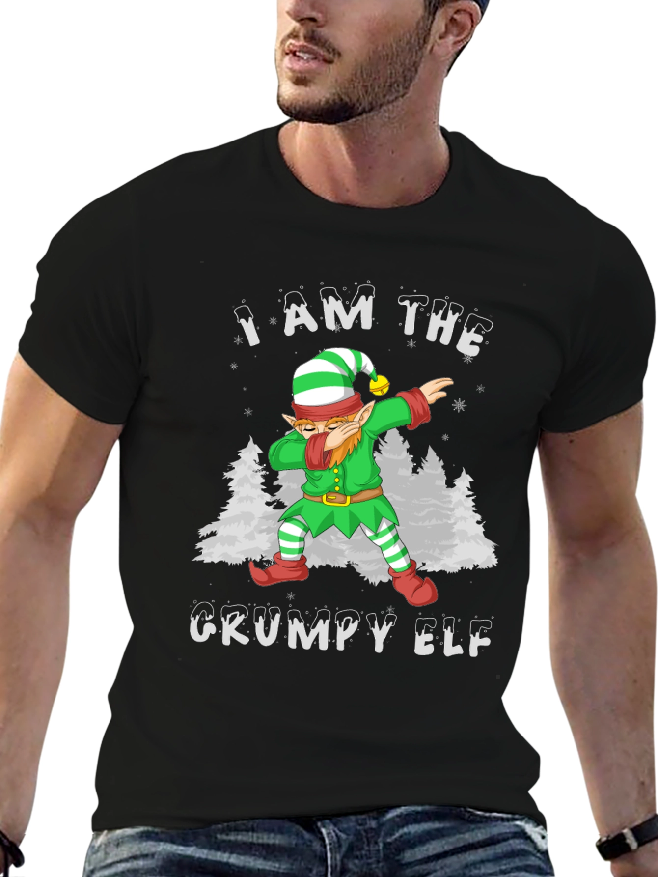 Grumpy Elf Dabbing Christmas T-Shirt