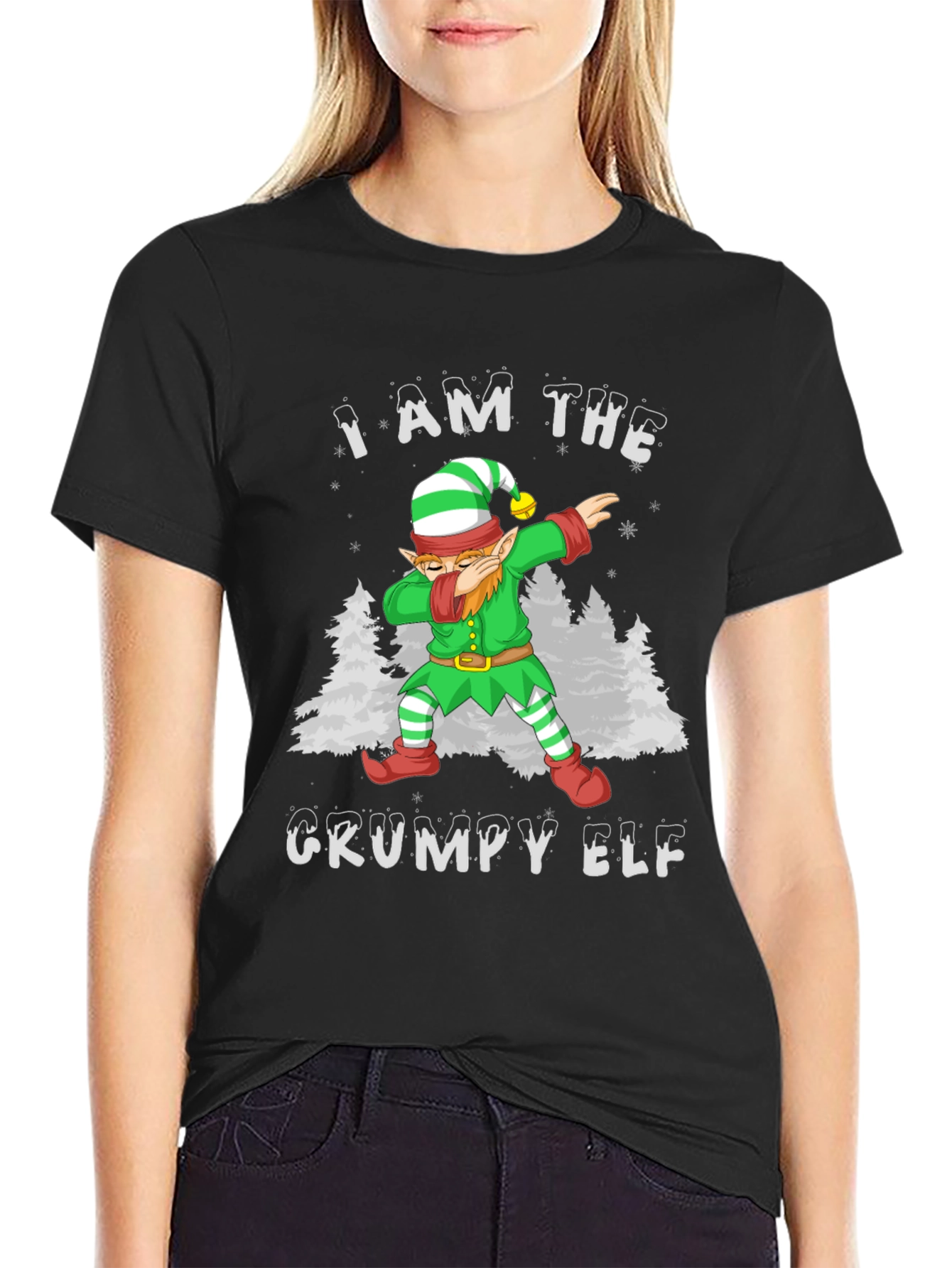 Grumpy Elf Dabbing Christmas T-Shirt