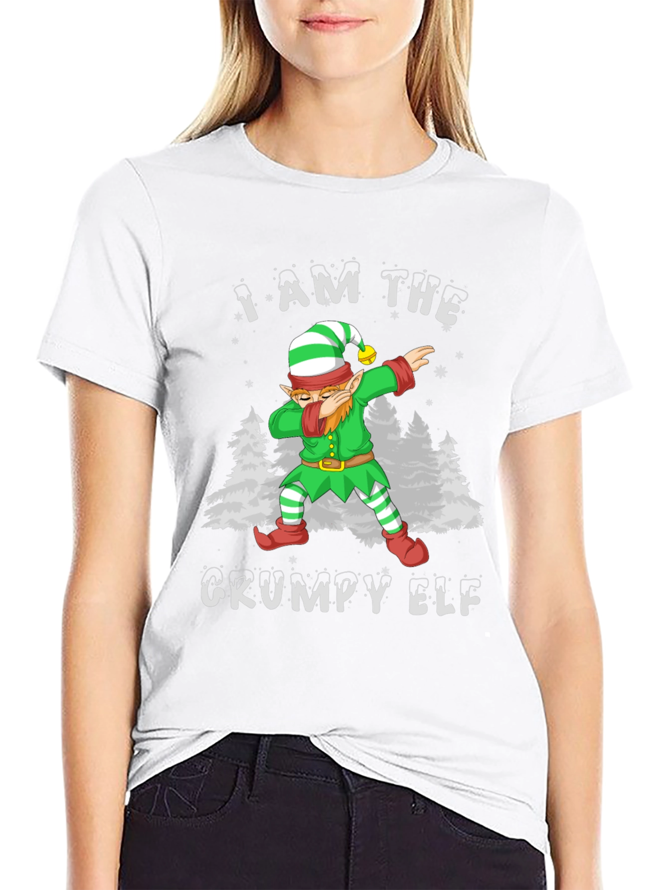 Grumpy Elf Dabbing Christmas T-Shirt