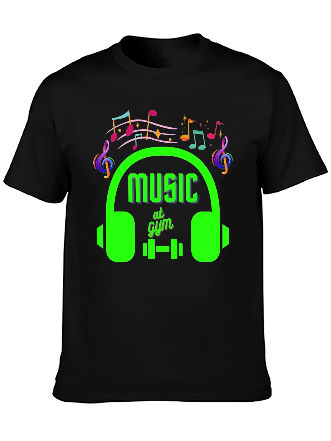 Music at Gym Black T-Shirt