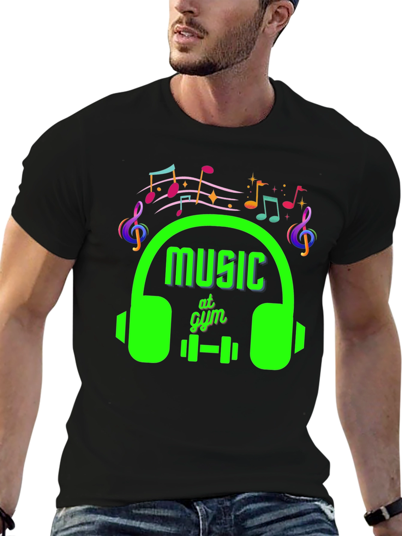 Music at Gym Black T-Shirt
